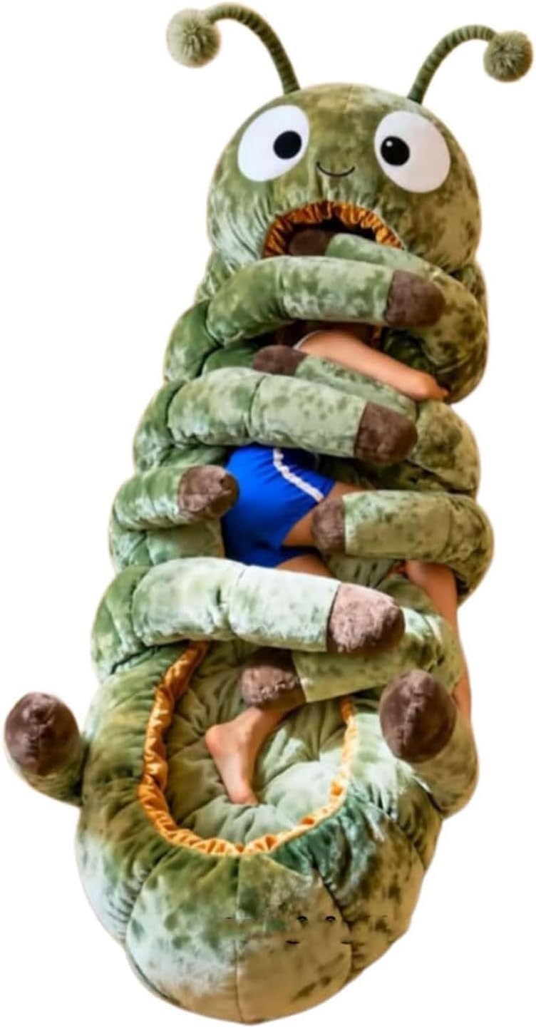 Hugging Caterpillar Sleeping Bag for Adults, Plush Cocoon Lounge Pod with Adjustable Pull Cord, Thick Quilted Interior, Oversized Caterpillar Sleeping Bag for Home, Dorm, Travel Naps