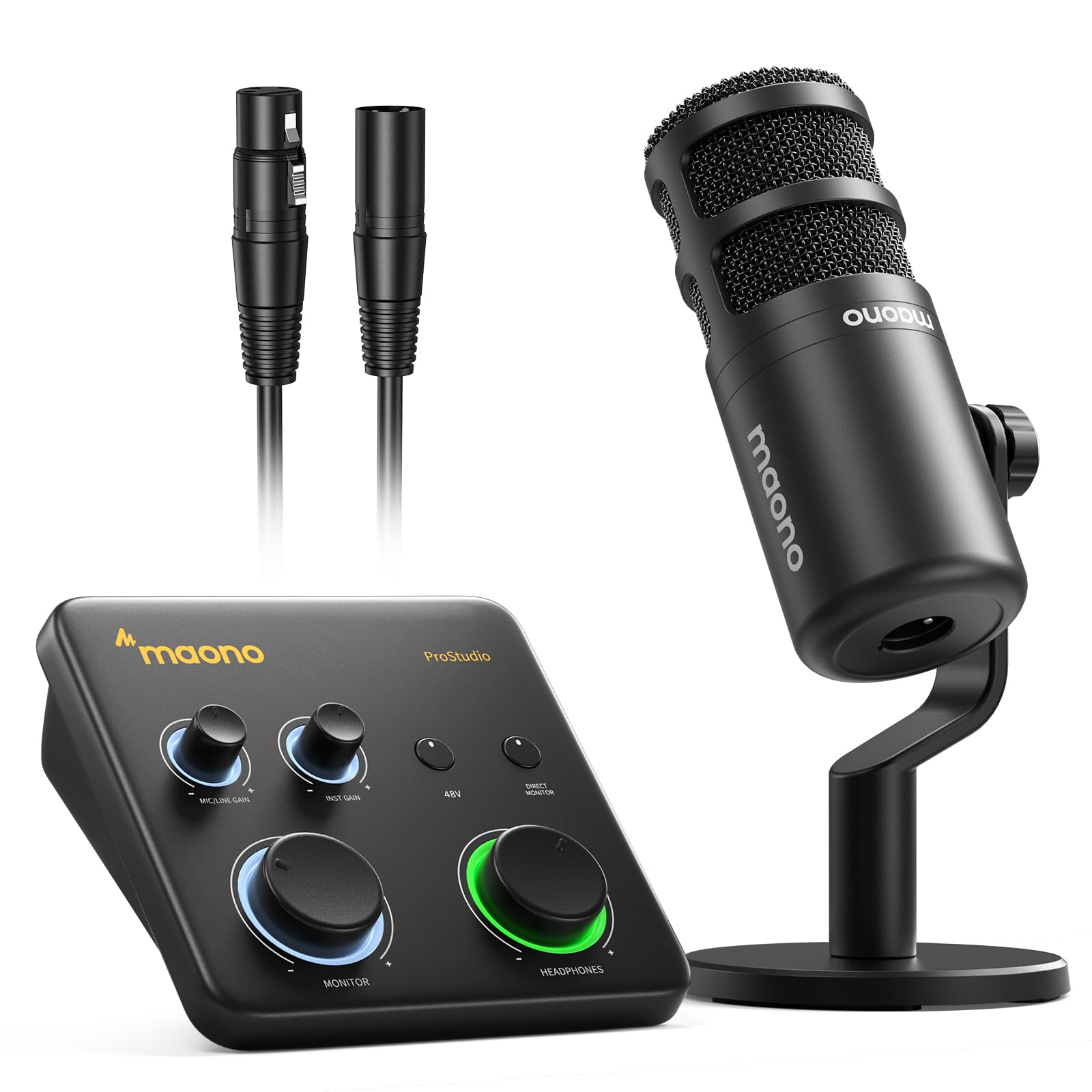 MAONO USB Audio Interface for PC: Interface with XLR Microphone 24-bit/192kHz Routing Software LOOPBACK ASIO Driver for Recording Music, Home-Studio, Guitar, Podcast, Streaming, DAW(PS22+PD100)