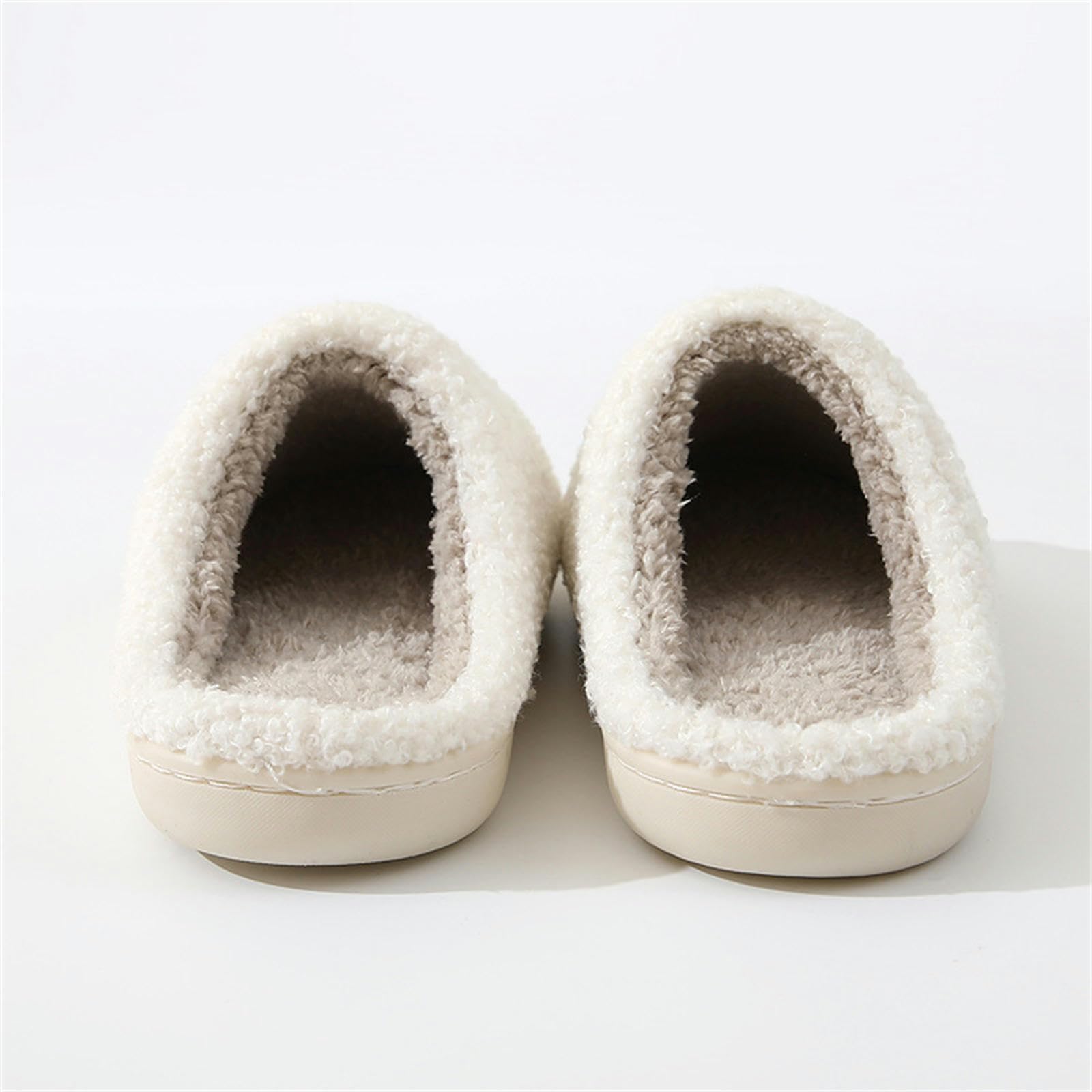 Ciabatte Donna Invernali Comodo Casa Calda Inverno Inverno Pantofole Coppia Uomini E Donne Fondo Elastico Morbido Addensato Imbottito-white-43-44
