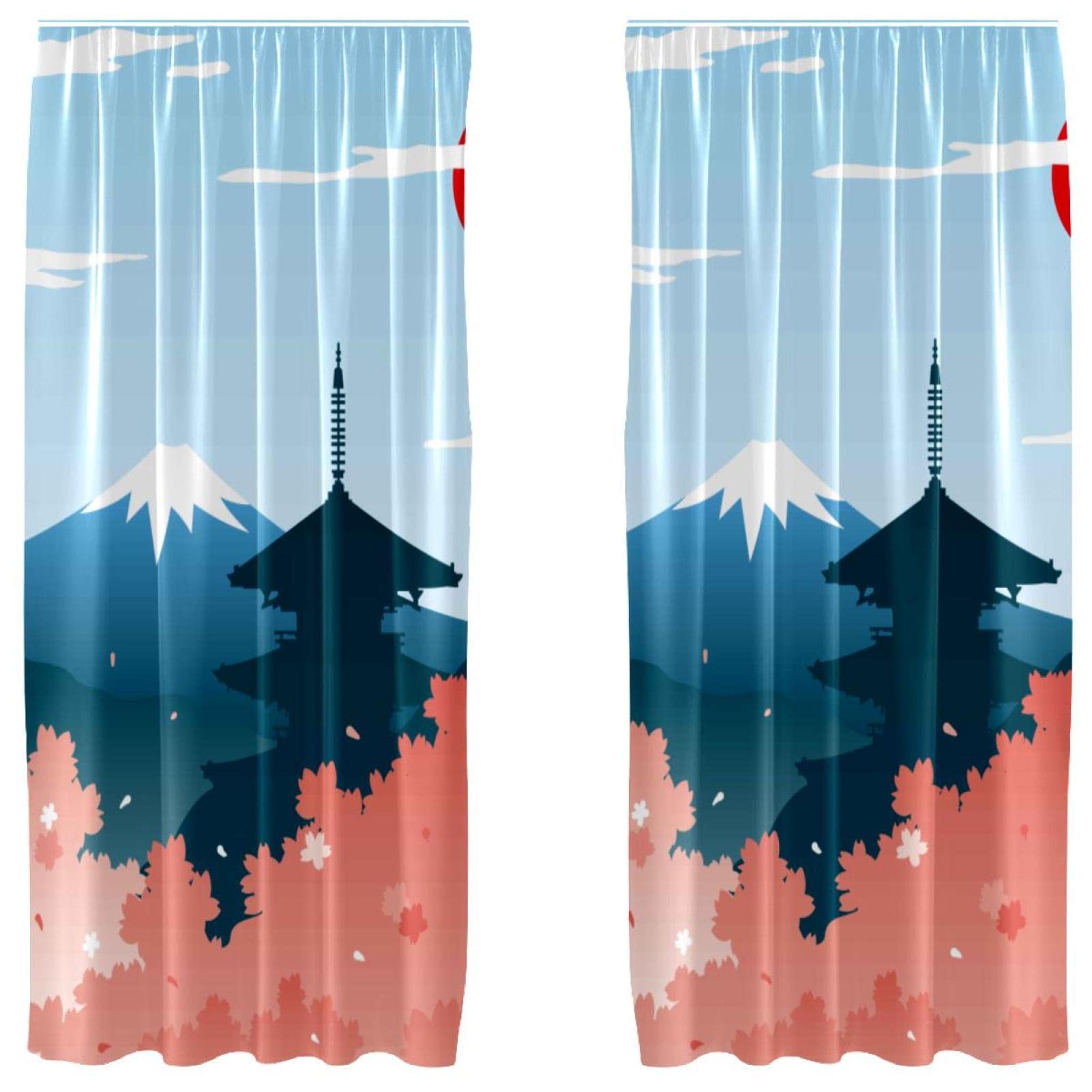 Rideaux occultants microfibre contre la lumière du jour motif floral Japon