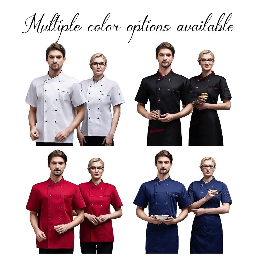 Veste de Chef Personnalisé avec Nom et Photo Imprimée, Uniforme de Travail Boulangerie Cuisine pour Hommes et Femmes, Respirants et Confortables, 4 Couleurs, 7 Tailles