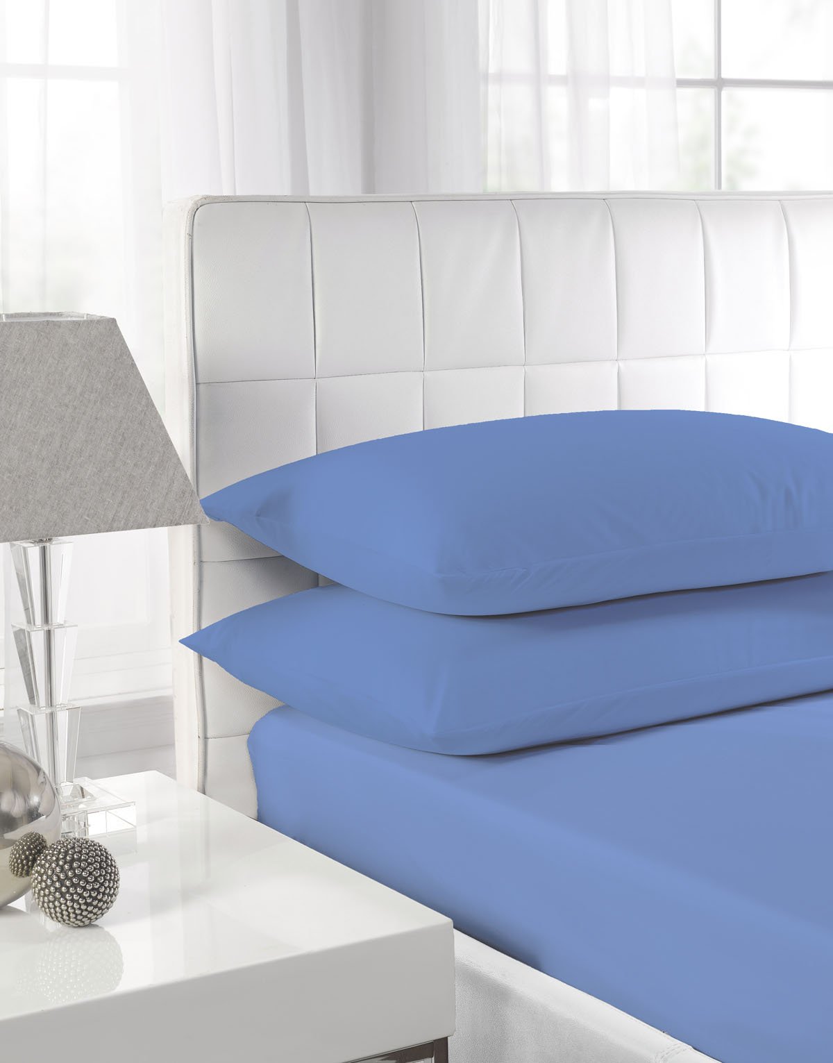 Textiles Direct Blue Easy Care Polycotton Madison Housewife Pillowcase Pair