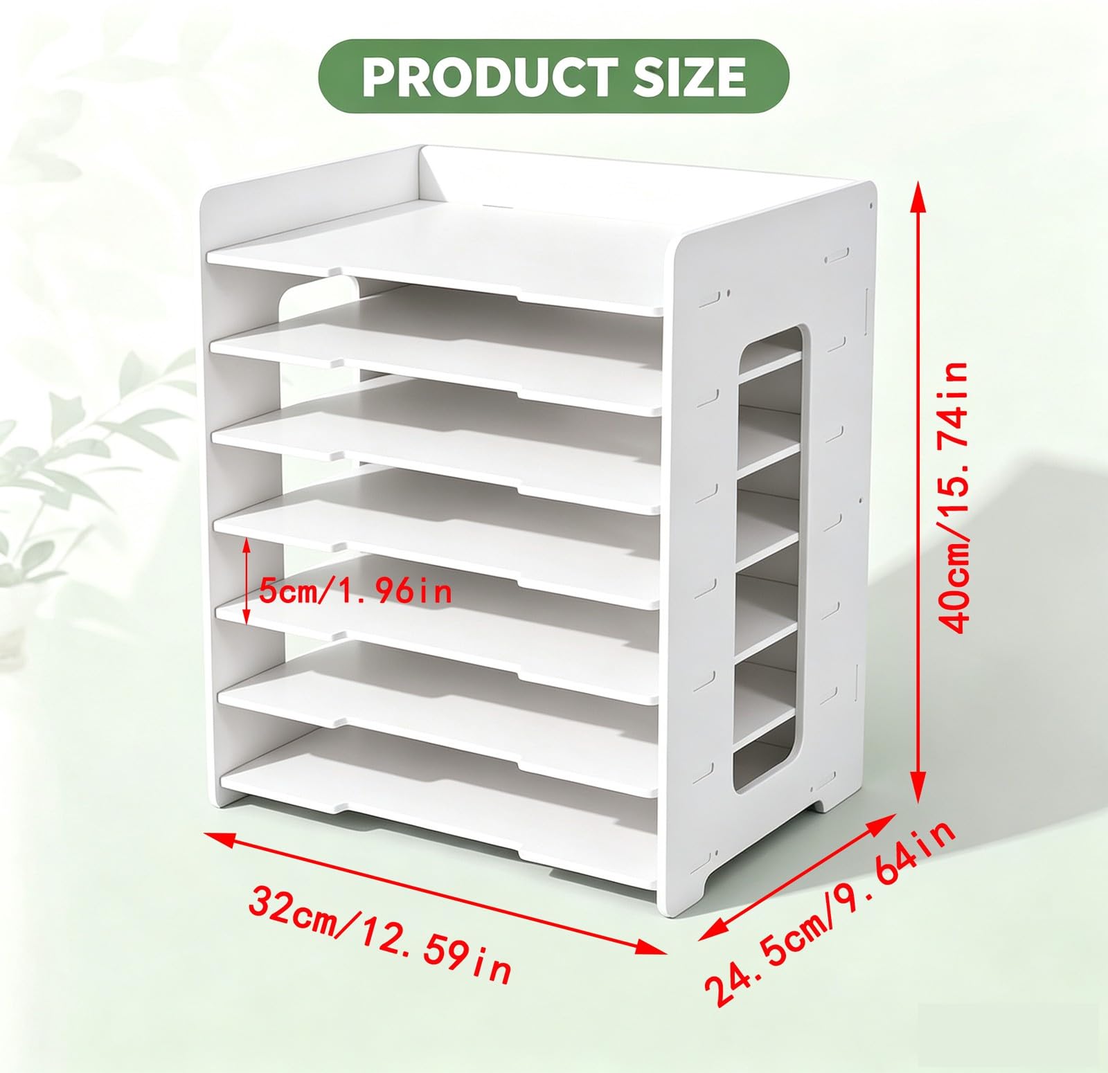 Elegante Vassoio Portadocumenti da Scrivania per Raccoglitori, Contenitore Multistrato per Manuali e Moduli, Organizer da Ufficio(7-Tier_B)