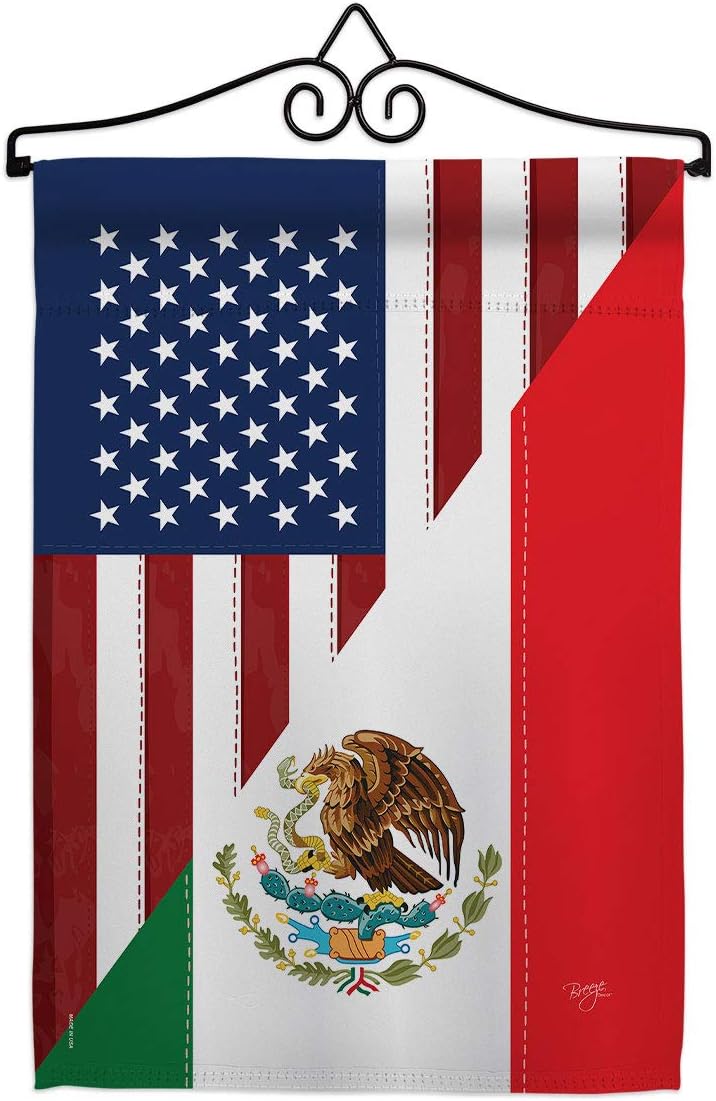 US Mexico Friendship Garden Flag Set Wall Hanger Regional USA American Alliance World Country Particular Area Small Decorative Gift Yard House Banner Made In 13 X 18.5