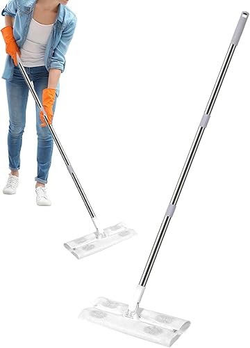 Trapeadores planos suministros de limpieza de suelos desmontables en húmedo y seco, trapeador de madera plano largo con mango duradero, eficiente y