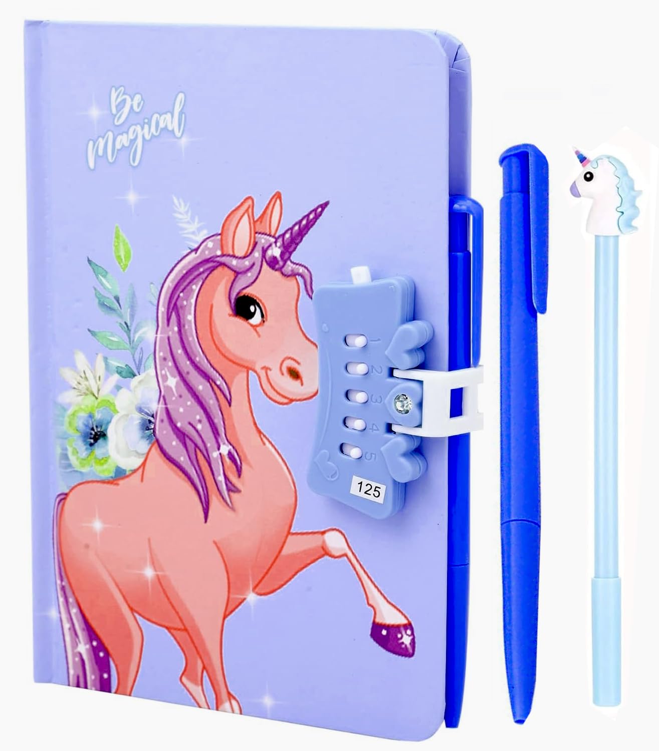 Unicorn Fairy Angel Password Lock Diary with Unicorn Designer Pen for Kids Girls (19 X 13 X 1.5 cm)