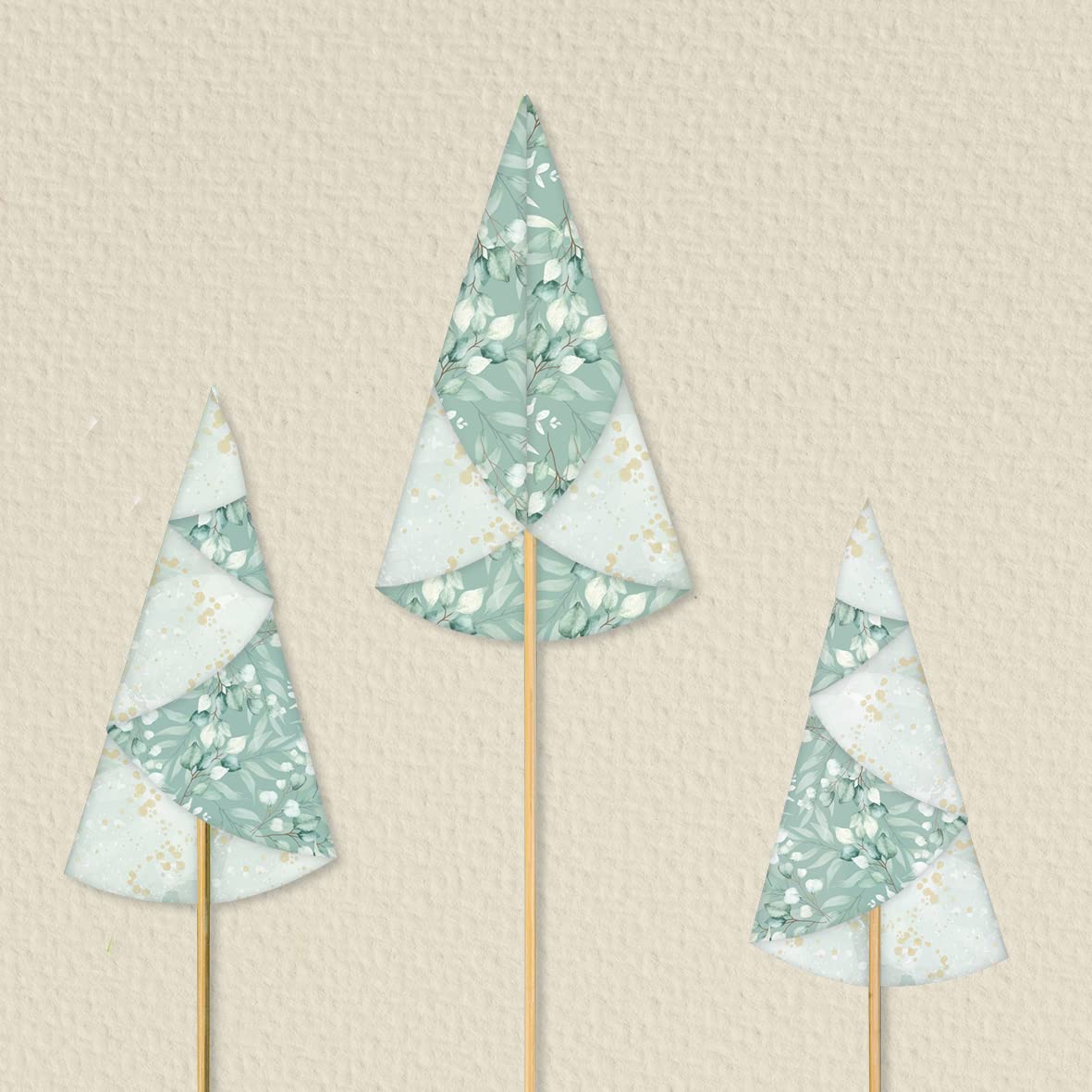 90 Feuilles Origami MarpaJansen Motif Eucalyptus - 15x15cm 80g/m² Recto-Verso - Fabriqué En Allemagne