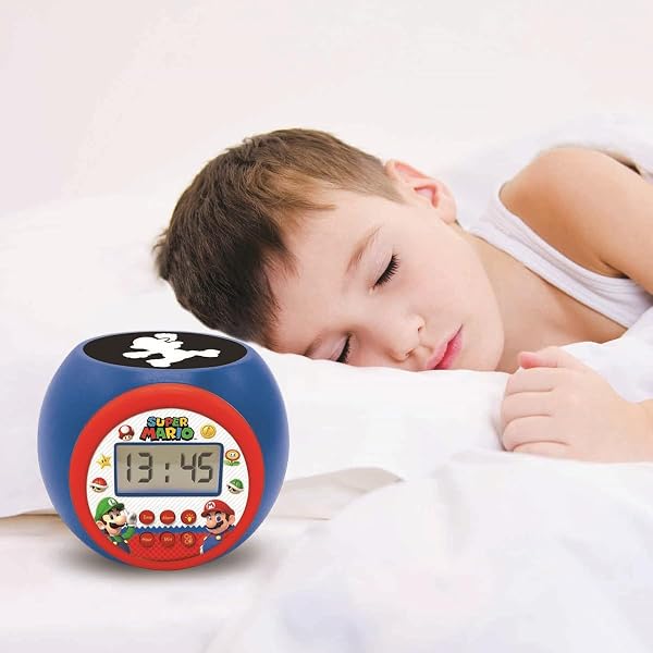 LEXIBOOK - Nintendo Super Mario Reloj Despertador con proyector con función de repetición y Alarma, luz Nocturna con Temporizador, Pantalla LCD, batería, RL977NILXB - 5