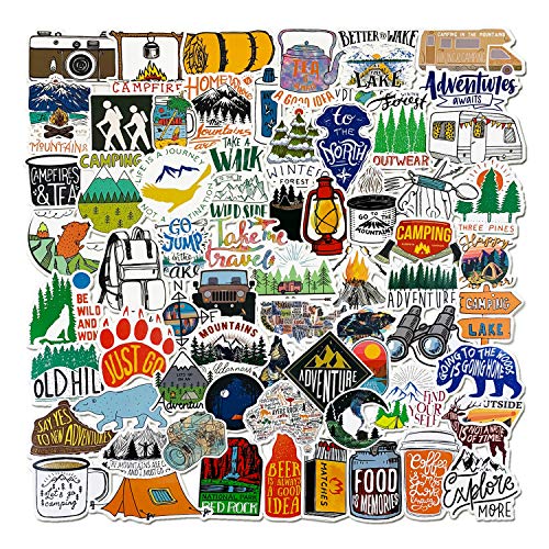 100 Pcs Outdoor Adventure Stickers Wilderness Nature VSCO Waterproof Stickers Decals Hiking Camping Travel Vinyl Water Bottle Stickers for Hydro Flask Laptop Luggage for Teens Girls Men