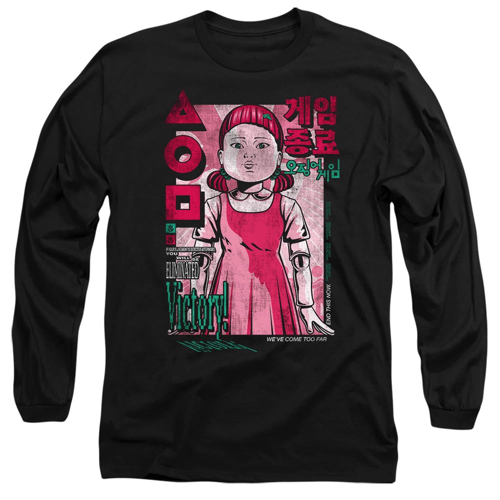 Squid Game Men' Black Young-Ee Comic Anime Long Sleeve T-Shir in Size S, Sports Direct