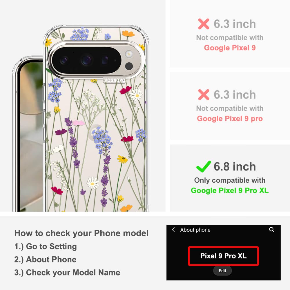 MOSNOVO Case for Google Pixel 10 & Pixel 10 Pro, [Buffertech 6.6ft Military-Grade Drop Protection] [Anti Peel Off Tech] Clear TPU Bumper Phone Case Cover Design - Cute Cherry — view 556