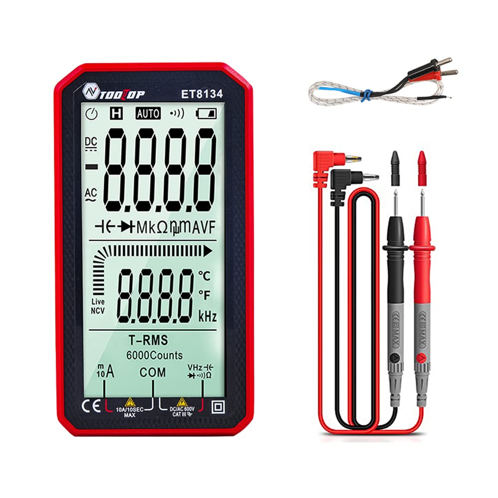Eacam Portable 4.7 Inch LCD Screen Multimeter Direct Current Voltage Current AC Voltage Current Measurement Capacitance Resistance Measuring Multifunction Multimeter Backlight Function
