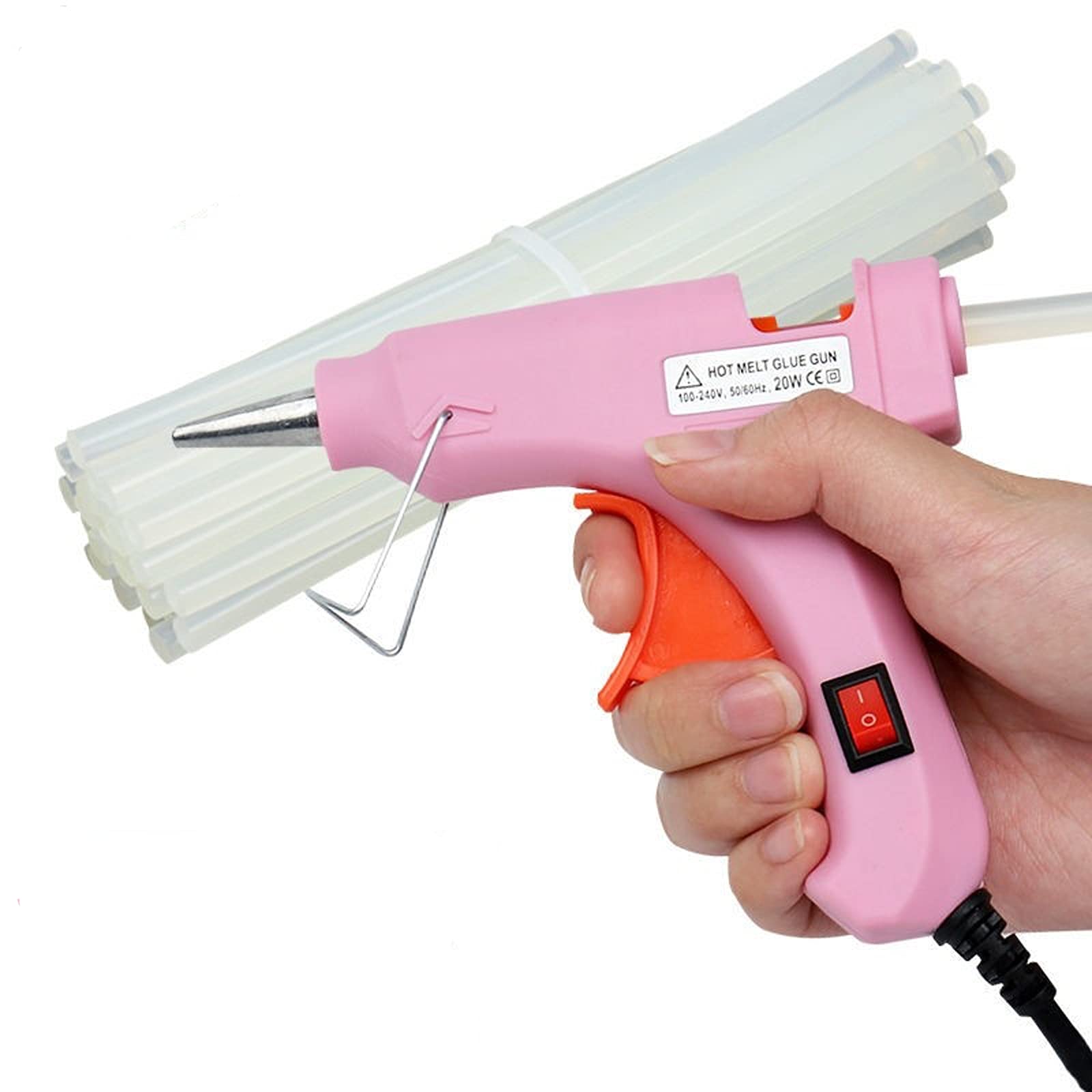 DEKO Lijmpistool: 60/100 W, dubbele temperatuur, siliconen pistool met een regengoot, lijmpistool met 25 stuks lijmstangen, voor doe-het-zelf, kunst, school, verpakking, reparaties