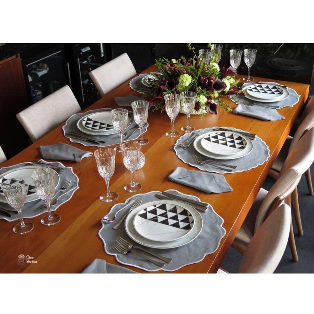 Vista Alegre Assiette en porcelaine de Carrare – Lot de 4 Large Marbré