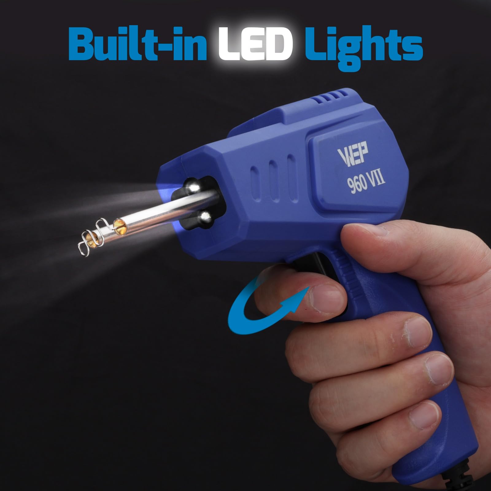 WEP 960-VII Kit Soudure Plastique avec Poignée Ergonomique et Lumières LED avec 350 Agrafes Chaudes et Pinces pour Soudure de Pare-chocs de Voiture, Réparation de Réservoirs en Plastique(EU Plug)