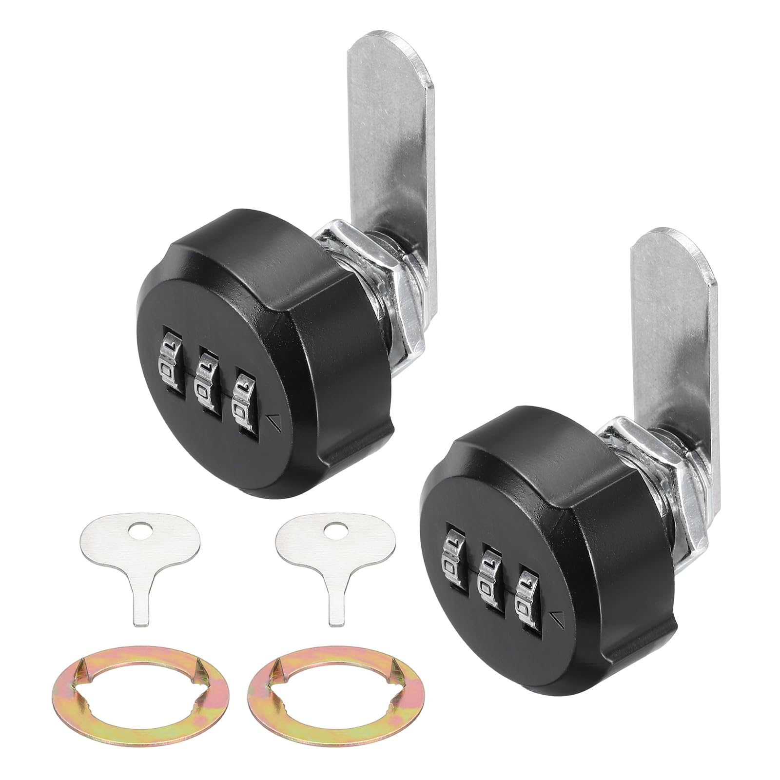 PATIKIL 2PCS Combination Cabinet Lock, 5/8Inch 3-Digit Keyless Metal Drawer Plum Blossom Head Locks with for Kitchen Cabinet Closet Cupboard Locker Wooden Door, Black