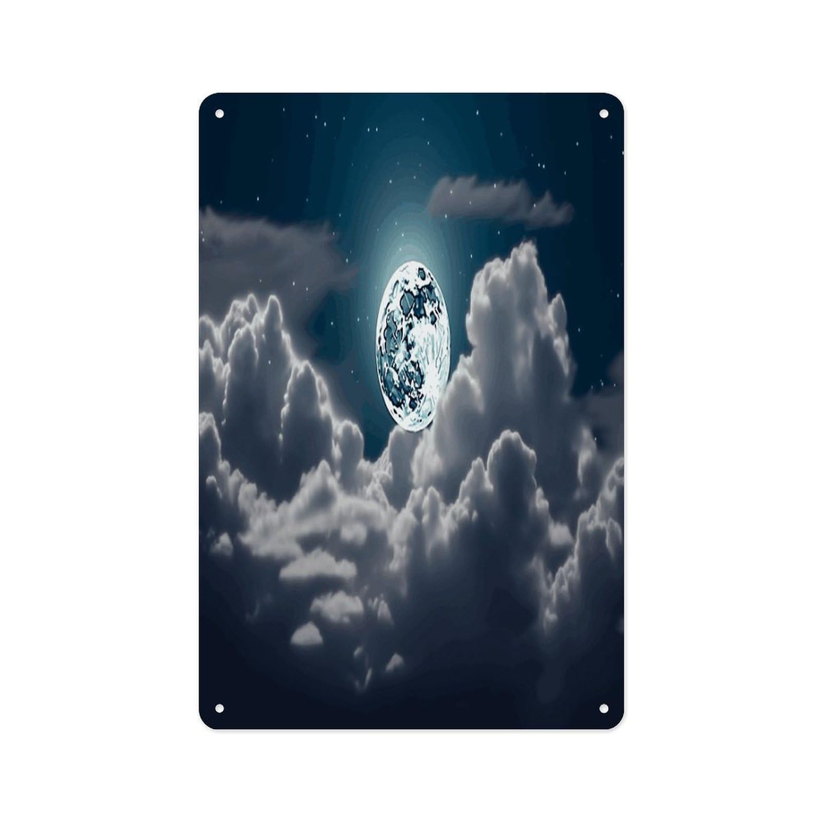 Fekiloot Style Night Sky Full Moon Wall Decor Metal Signs Tin Signs Poster