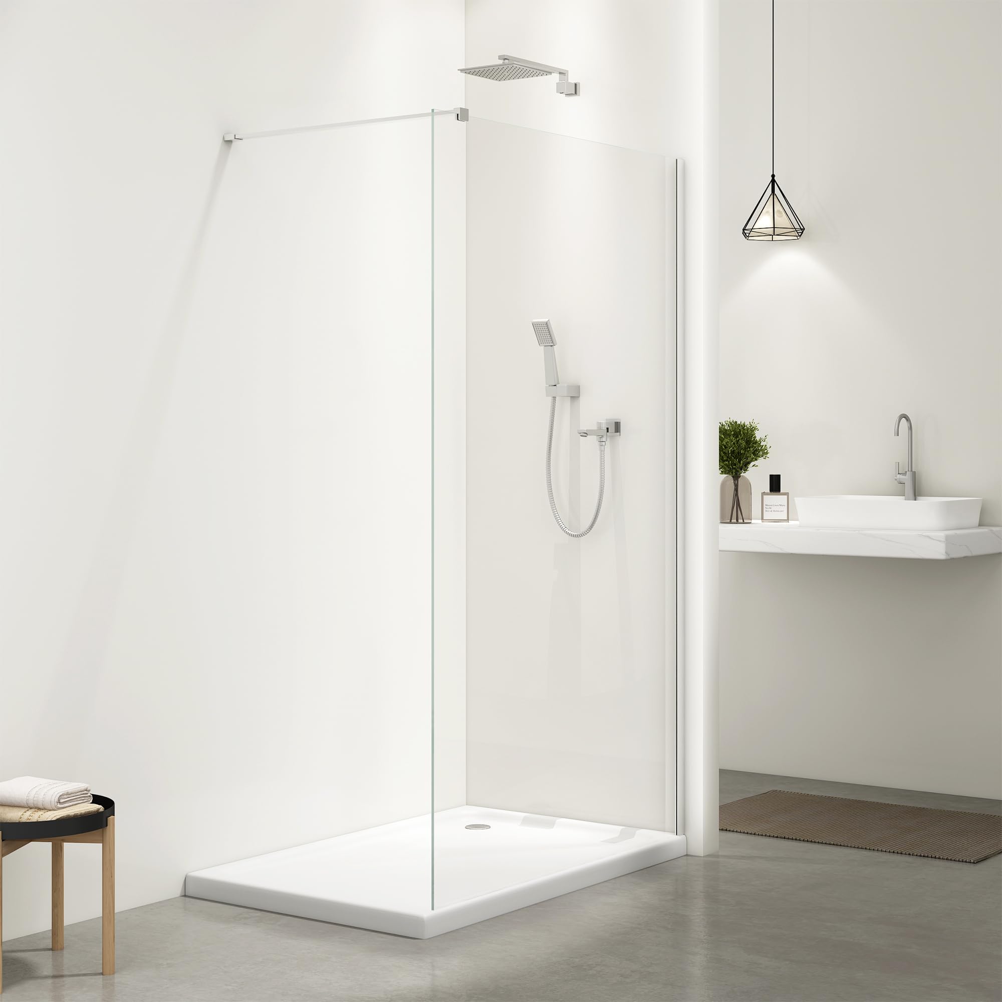 Bathlink 1100 x 2000mm Walk in Shower Screen, Shower Screen Panel, 8mm Easy Clean Toughened Glass