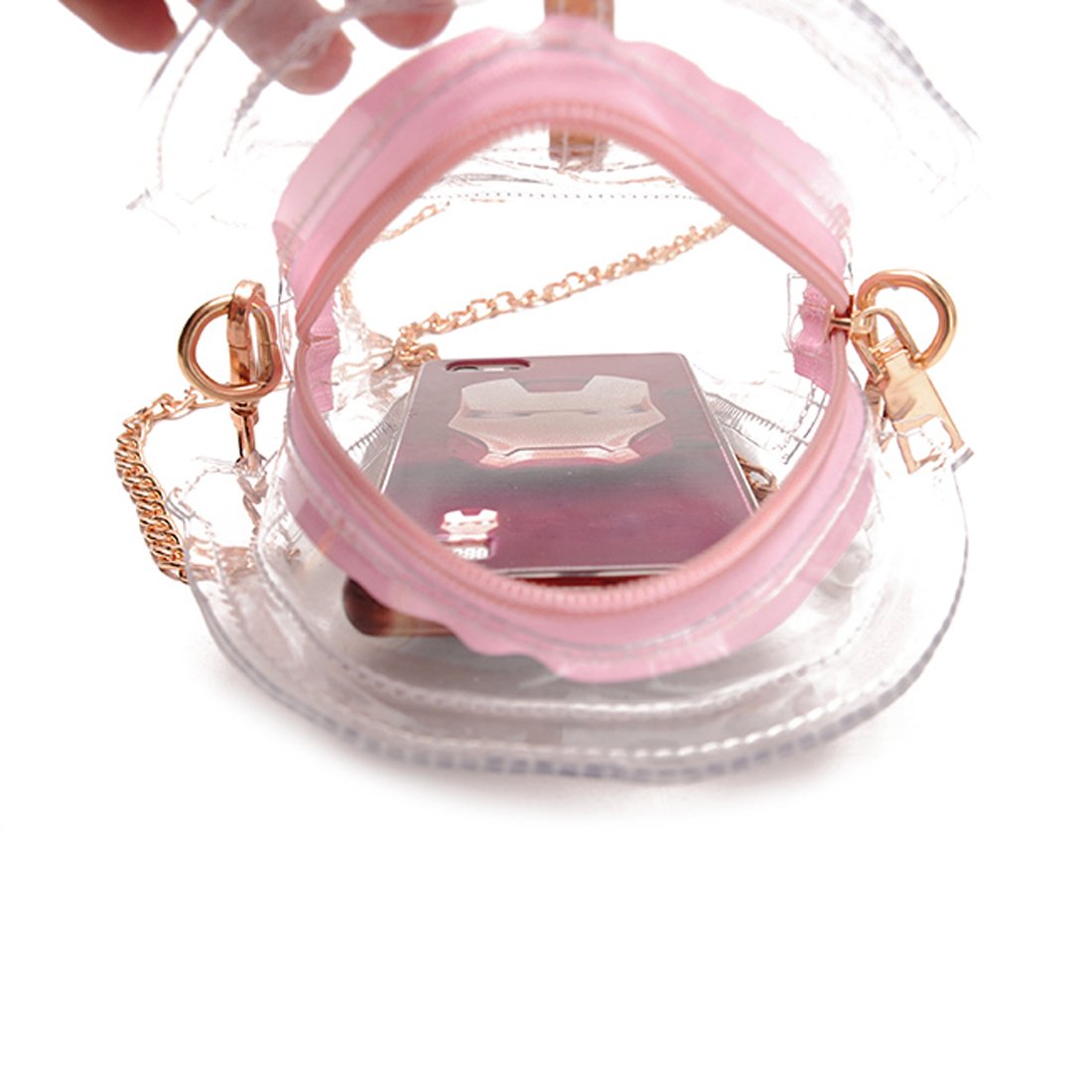 SUKUTU Women's Girls Boba Tea Summer Beach Clear Transparent Cross Body Shoulder Purses