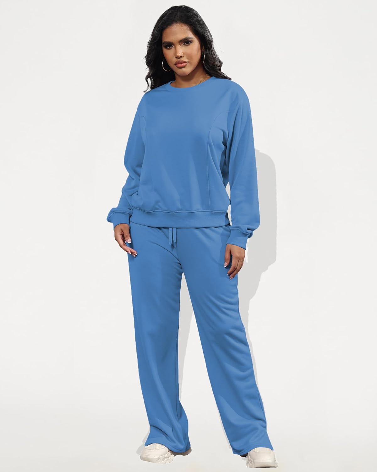 MOEENCN Women 2 Piece Outfits Sweatsuit Lounge Sets Casual Travel Sweatshirt And Wide Leg Tracksuit Matching Set - Image 2