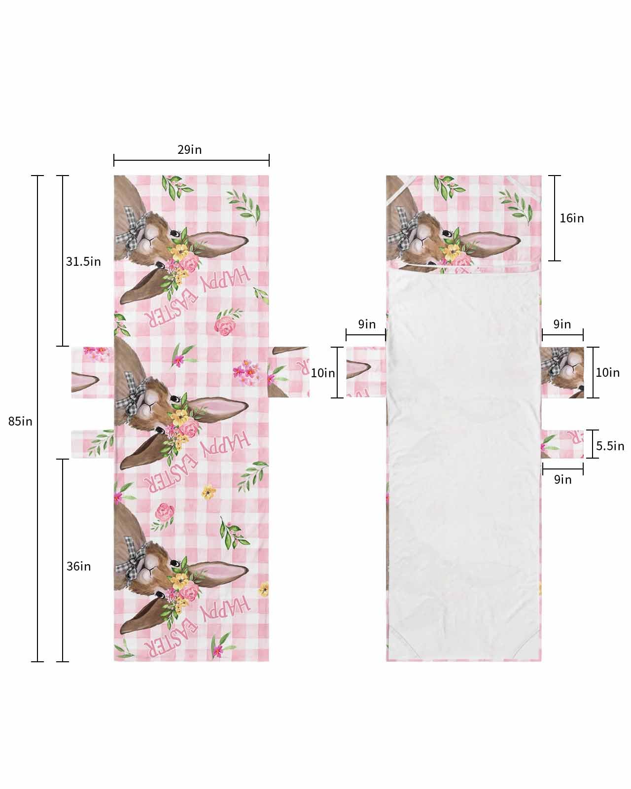 Pink Plaid Bunny Easter Beach Lounge Chair Towel Cover, Soft Chaise Lounge Towel with Side Pockets Patio Pool Chairs Cover for Beach/Pool Sunbathing 29x85 Spring Floral Botanical