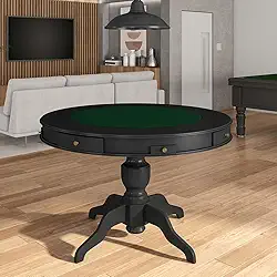 Mesa de Jogos Carteado 4 Lugares Bellagio com Gavetas e Tampo Reversível com Tecido Preto/Verde G42 - Gran Belo