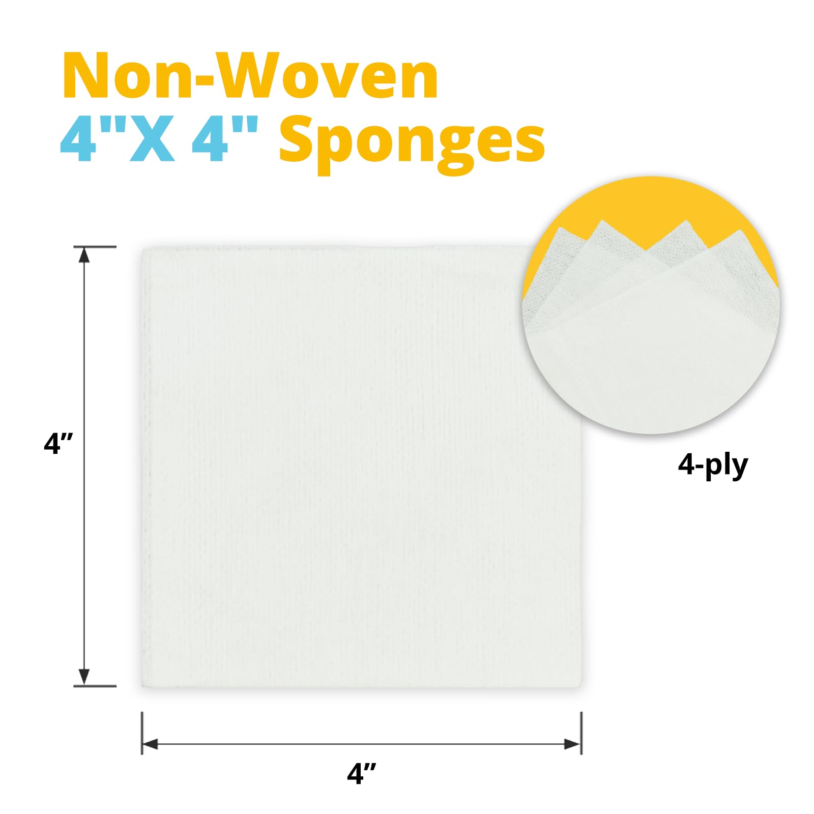 Jointown Gauze Pads 4" x 4", 400 Pcs Non-Woven 4-Ply Gauze Sponges Non Stick, All-Purpose Non-Sterile Highly Absorbent for Dental Wound Care for First Aid Kit/Medical Facilities, (2 Packs of 200) — Amazon image 4