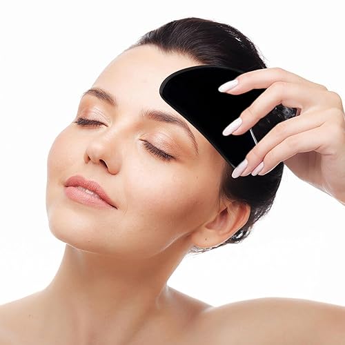 Miniatura 7 de Gua Sha - Herramientas faciales de obsidiana, herramienta de guasha para cara y ojos, piedra Gua Sha para reducir la hinchazón y esculpir la línea
