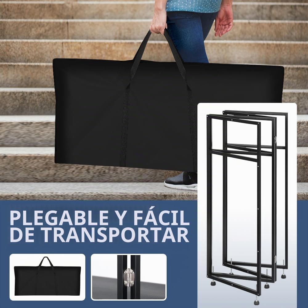 Kokorona Cabina de DJ Portátil de 108 x 51 x 115 cm con esquinas superiores dobles, cabina de fachada de DJ con agujero para cable, soporte de mesa de DJ con tira de luz y control remoto, marco de