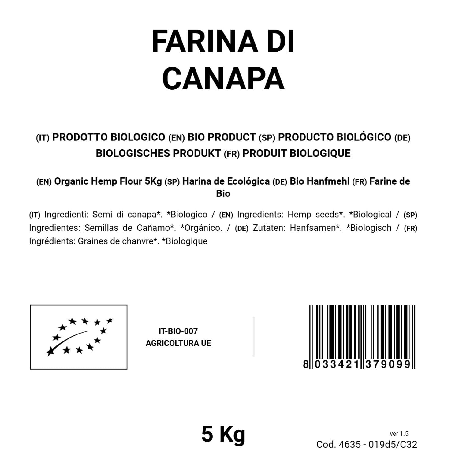 BONGIOVANNI FARINE E BONTA' NATURALI Farina di Canapa 5Kg BIO