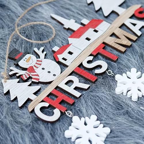 Christmas Decorations With Bells And Snowflakes Creative Christmas Pendants Home Dining Room Christmas Wooden Crafts Door Hanging (B) #TOP1