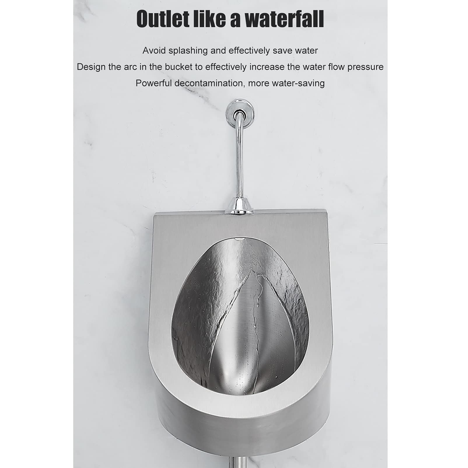 SSRURYWZ Vertical Urinal Wall-Mounted Bathroom Toilet Urinal, Commercial Efficient Flushing Urinal with Induction Urinal Flush Valve (Set C)