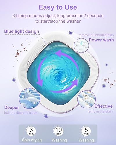 Miniatura 2 de Lavadora portátil, mini lavadora, lavadora plegable de gran capacidad mejorada de 16 litros. Limpieza profunda de ropa interior, ropa de bebé y
