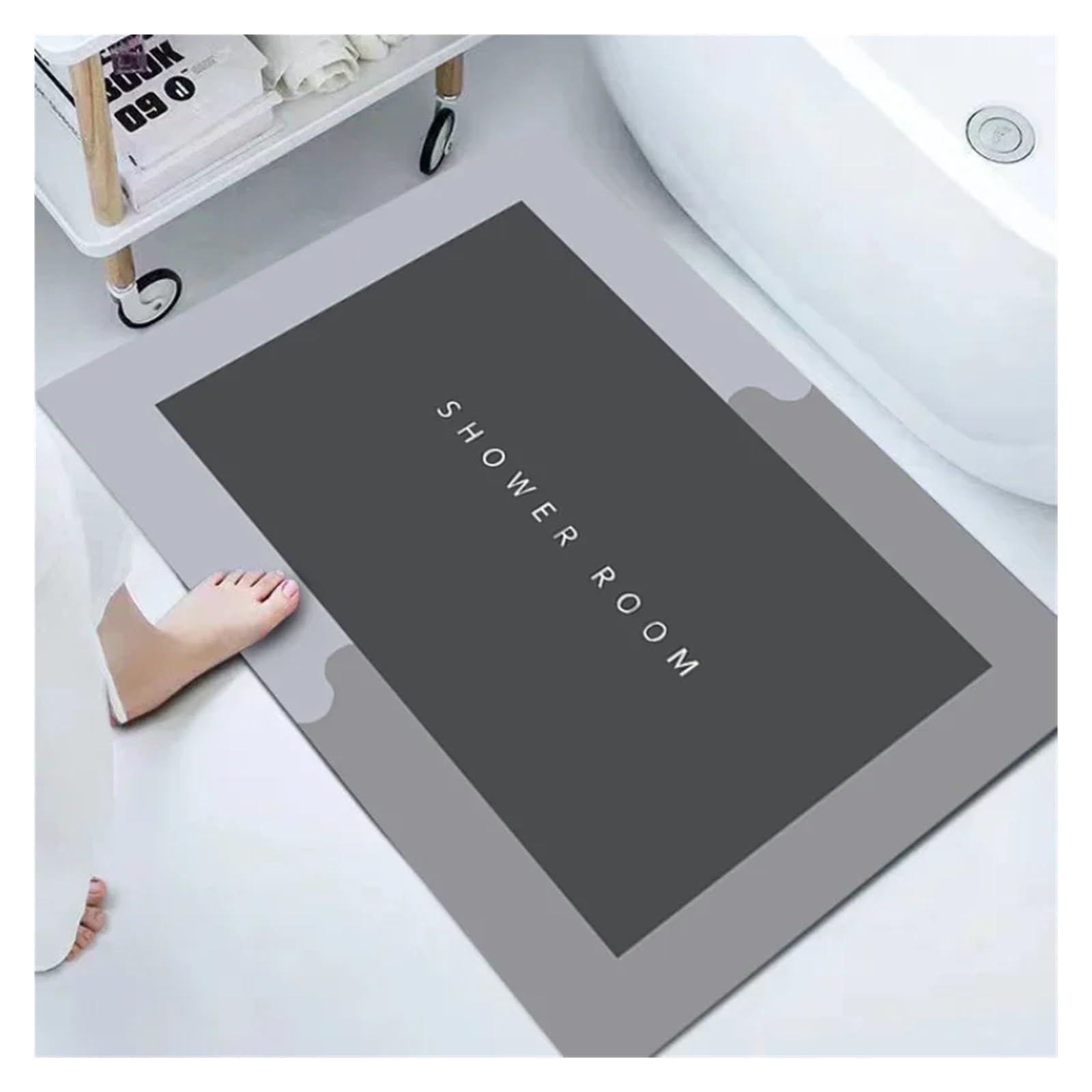 Alfombrilla De Baño Alfombrilla de baño súper Antideslizante, Absorbente, Antideslizante, for Inodoro, bañera, Alfombra for pies, Cocina, Sala de Estar, decoración del hogar(Grey-B,40X60CM)