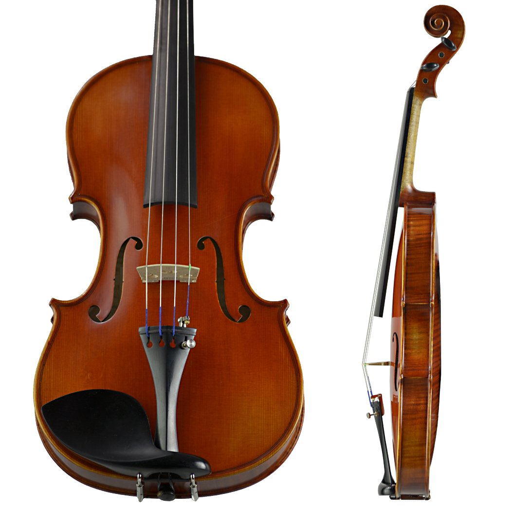 Franke Henner Violin Full Size (4/4) Bundle By Kennedy Violins - Carrying Case and Accessories Included - Tight-Grain Spruce & Maple Woods and 100% Ebony Fittings