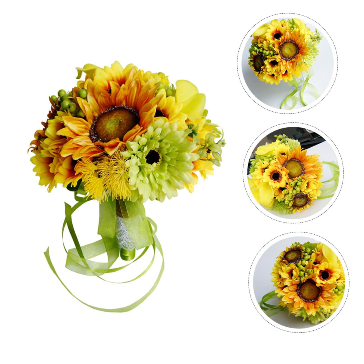TOYANDONA Künstlicher Brautstrauß Sonnenblumen Pflegeleichter Imitationsstrauß aus Langlebigem Material Dekorative Party Fotorequisite für Hochzeit und Brautwagen