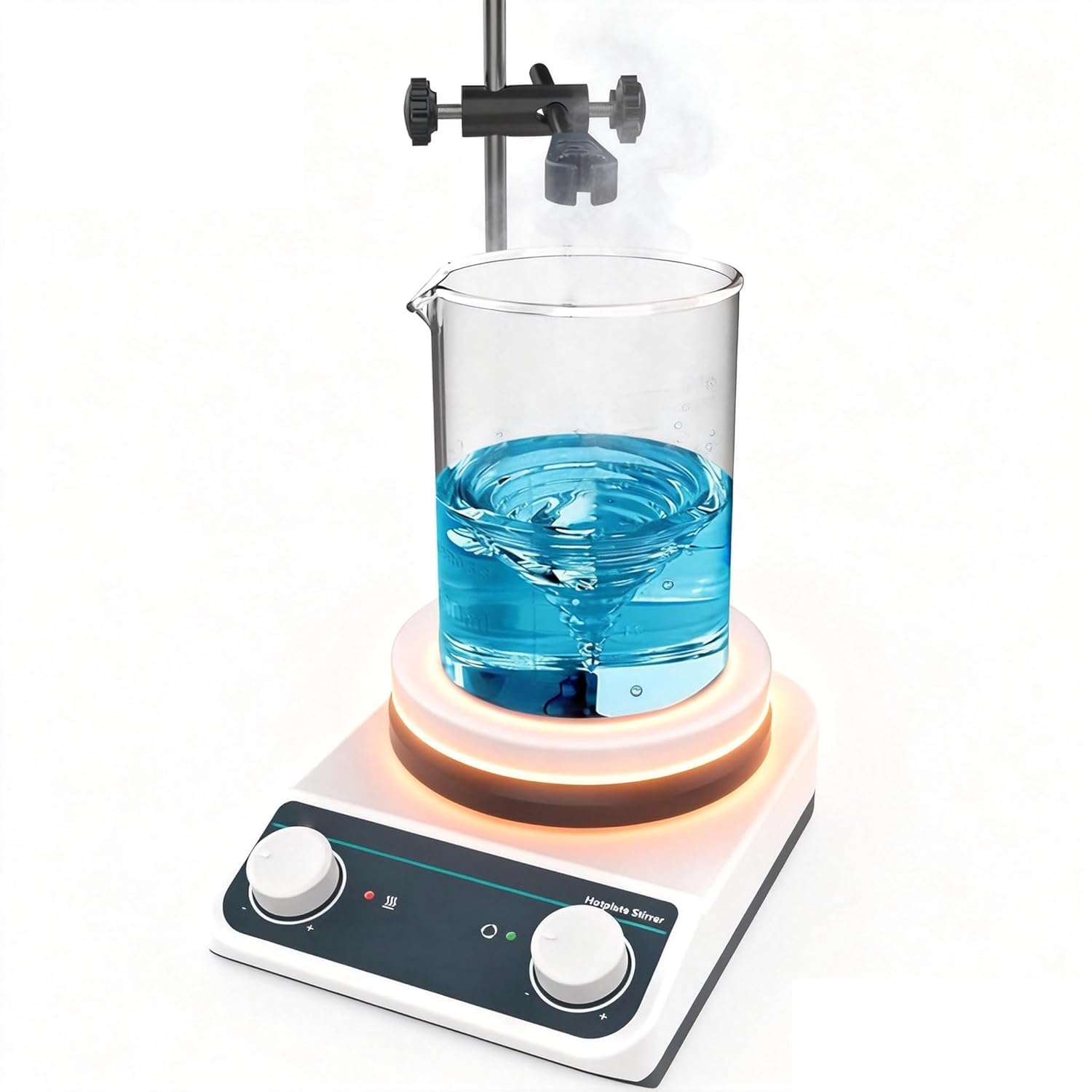 Magnetrührer Heizplatte mit Heizung und Digitalanzeige, einstellbar 200-1500 U/min, 2L Rührkapazität, ideal für Labor und Heimgebrauch