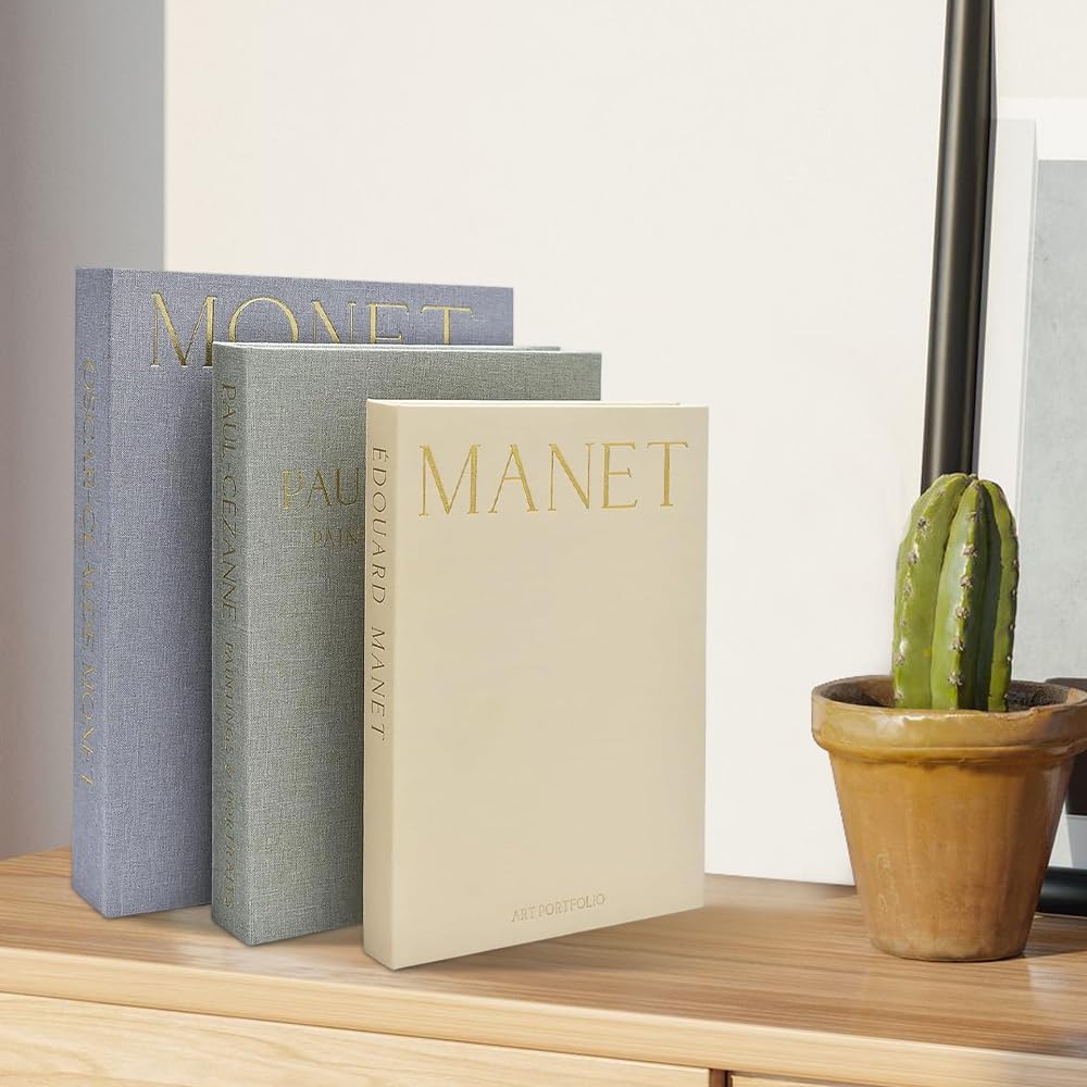 Set Di 3 Libri Decorativi Per La Casa, Libri Decorativi, Librida Tavolino, Scatole Impilabili In Lino, Libri DecorativiFinti, Per Librerie e Tavolini Da Caffè
