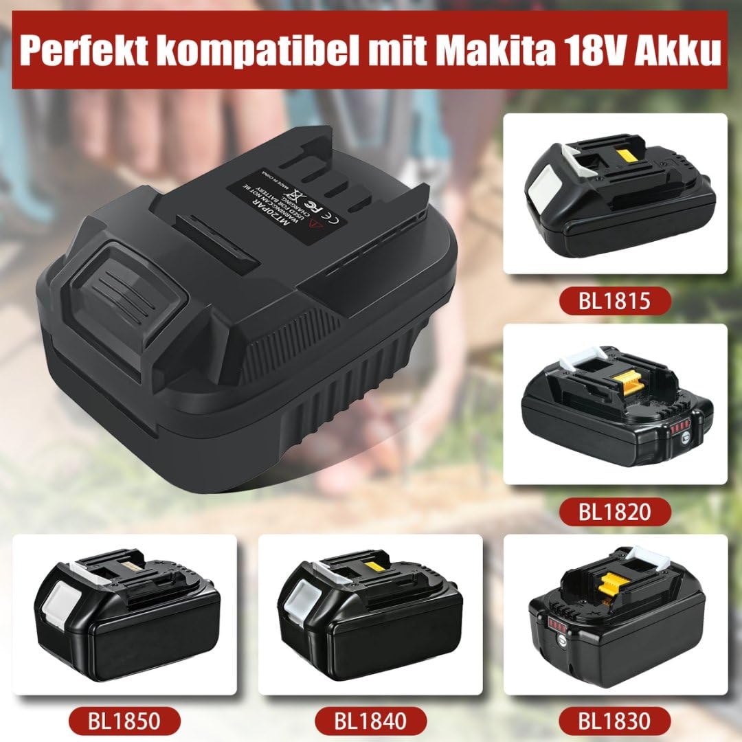 MT18PAR - Adattatore per batteria Makita da 18 V, per utensili elettrici Parkside, convertitore per batteria Makita da 18 V, funziona per Parkside 20 V, senza cordless Power