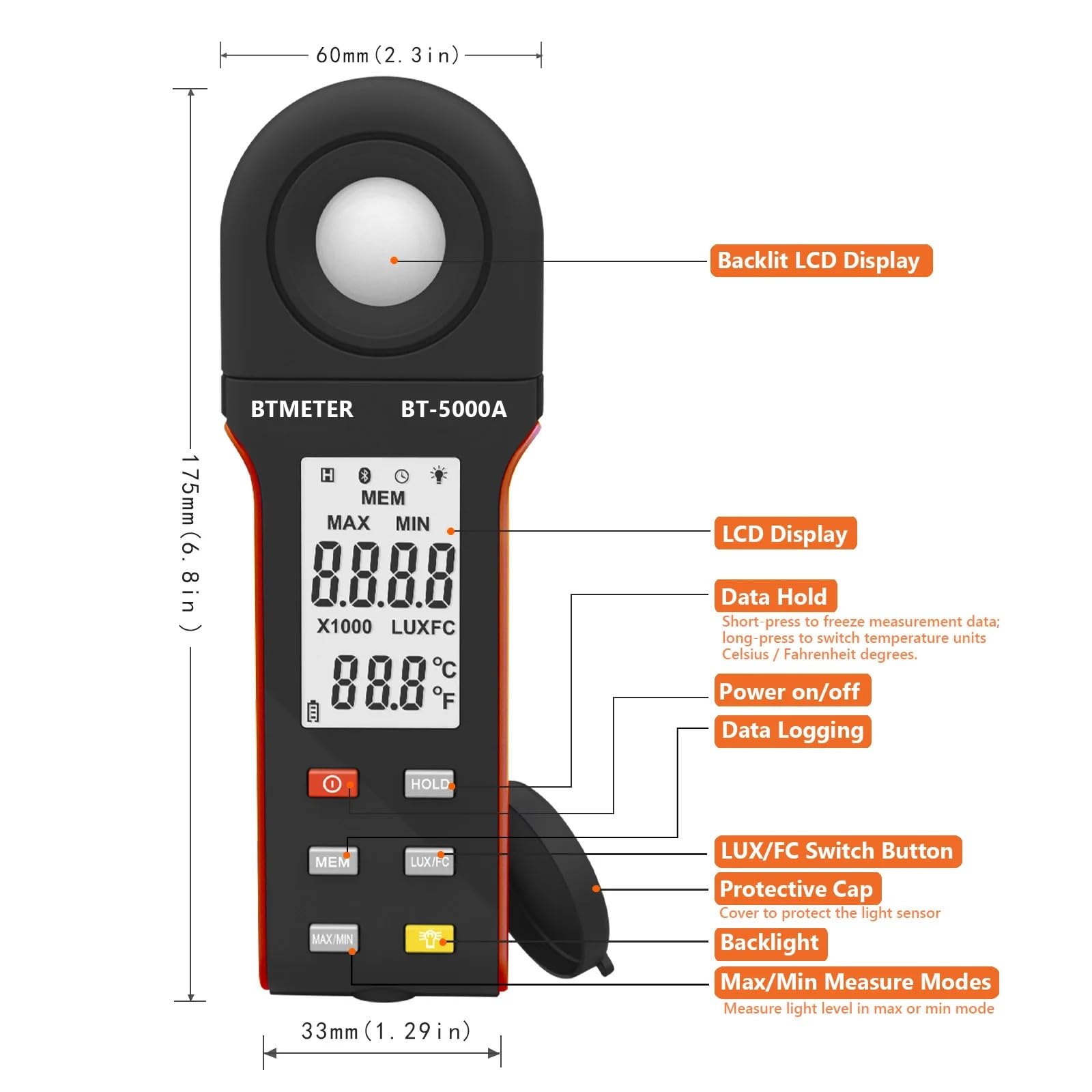 Espectrómetro Portátil, Medidor De Luz For Fotografía Plantas, Par For Luces LED Cultivo, Lux 0,1 A 400.000 (0, A 40. FC), Con Registro Datos