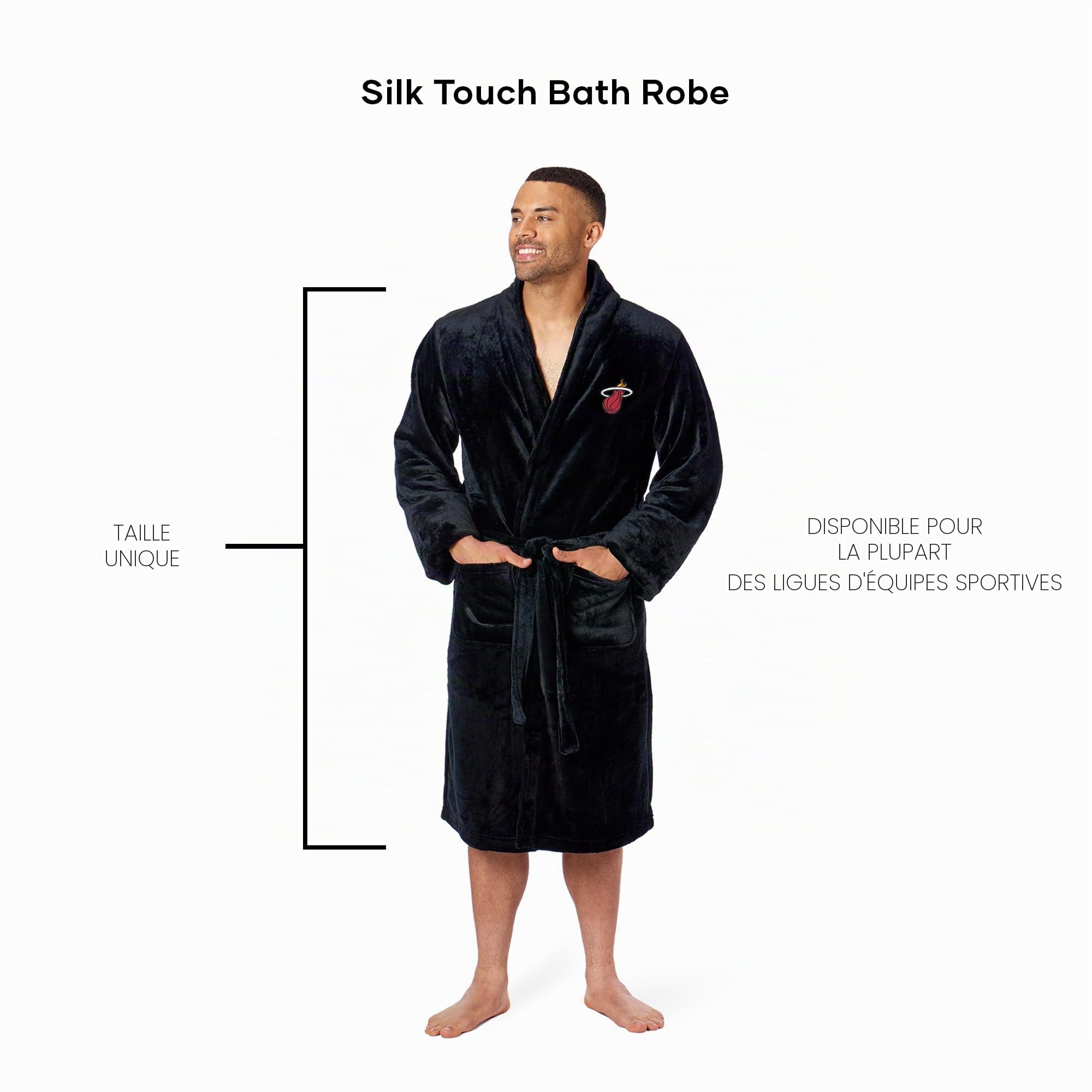 THE NORTHWEST COMPANY 1nba349000014ret NBA Miami Heat Peignoir de Bain pour Homme Taille L/XL Toucher Soie 66 x 119,4 cm, Couleur de l'équipe