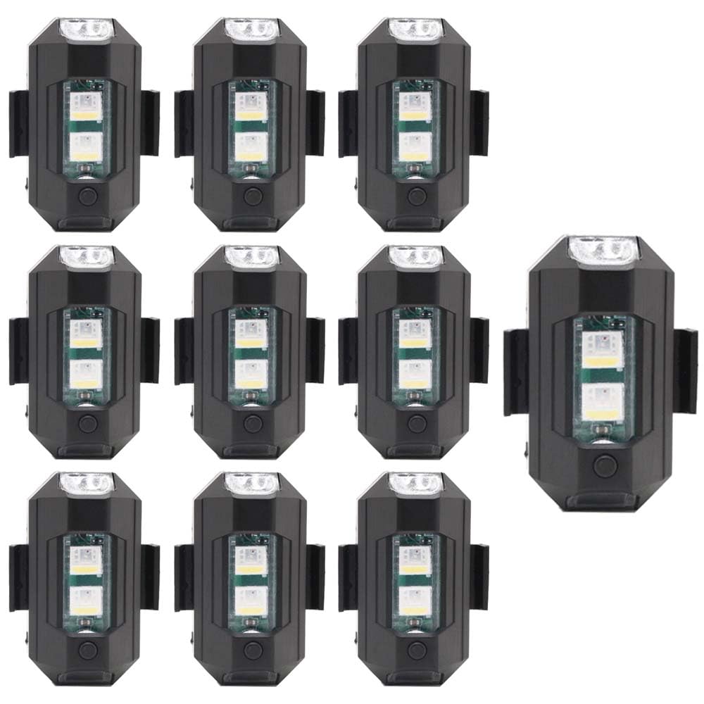 10 Piezas De Luces De Bicicleta Eléctrica Luces Traseras De Bicicleta De Montaña Luces De Advertencia Intermitentes Luces De Motocicleta De Siete Colores Luces De Avión Modificadas