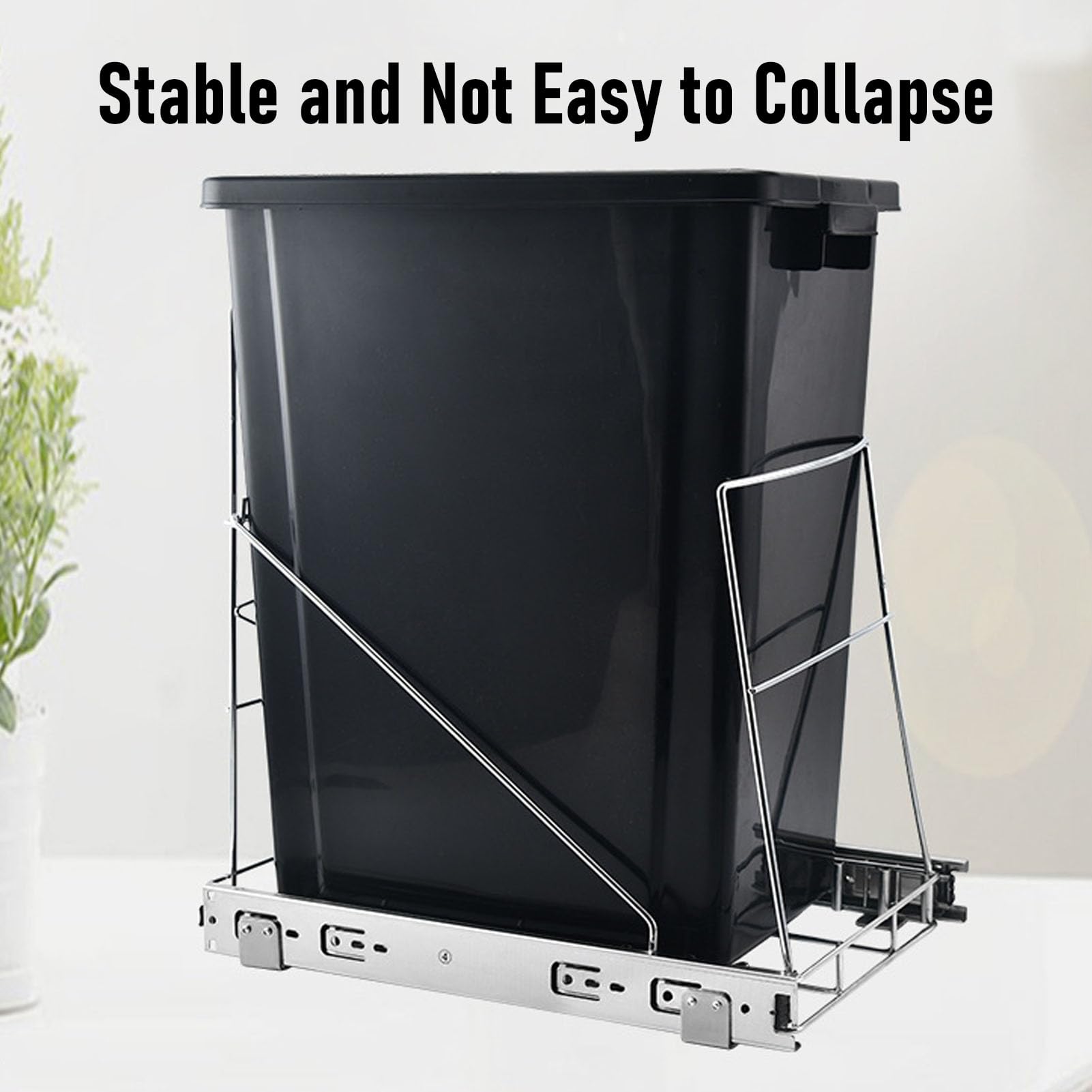 Support de Poubelle Extractible, Organisateur de Poubelle Coulissant Sous L'armoire avec Glissières à Roulement à Billes pour Poubelles de 30 à 40 Litres