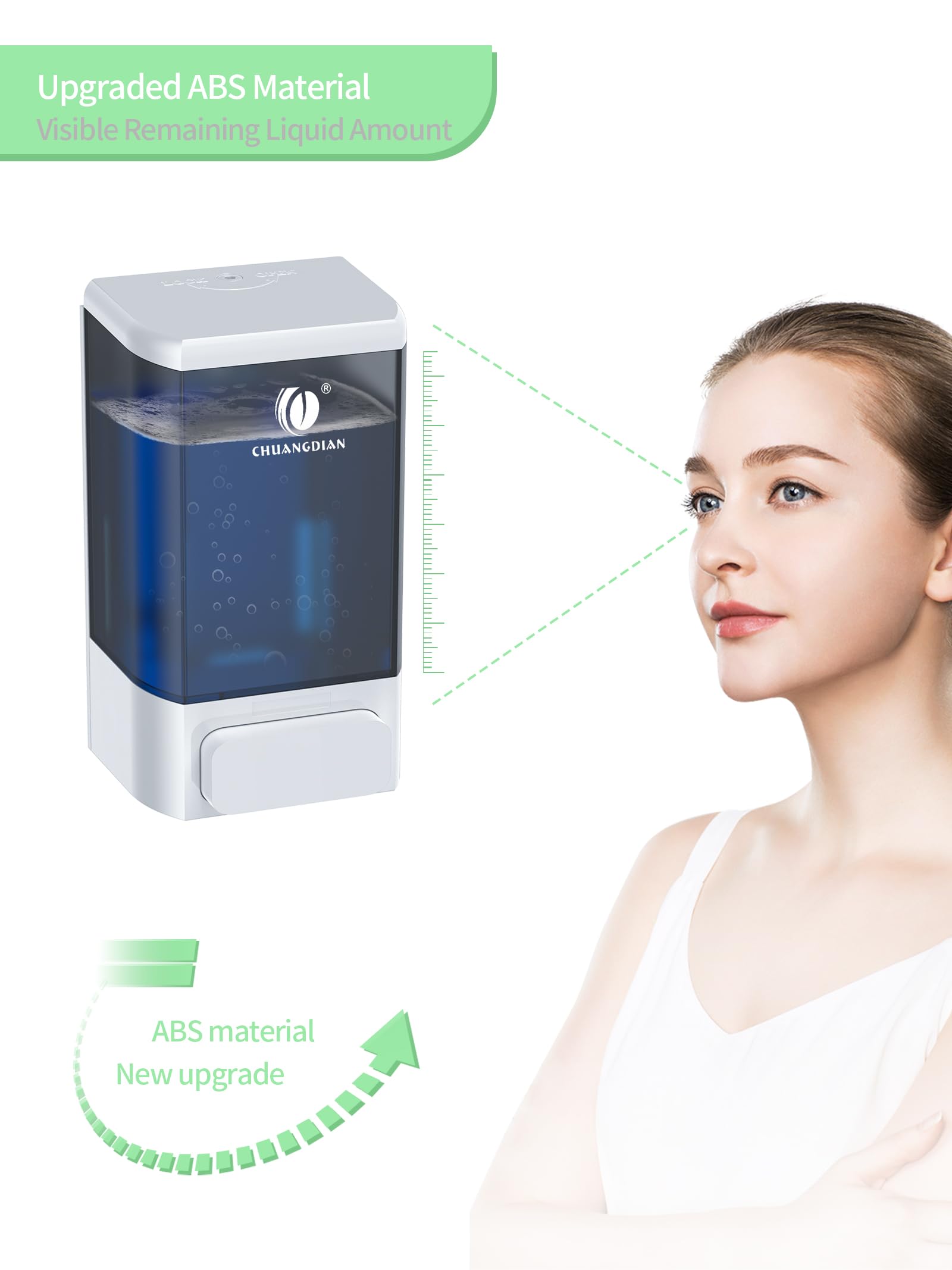 Dispenser Sapone Muro Manuale 1000 ML, Dispenser Sapone Liquido per Cucina Bagno Doccia Shampoo Bagnoschiuma Ristoranti Hotel Ospedali Studi Professionali Palestre,Senza Pugni, Bianco Perla