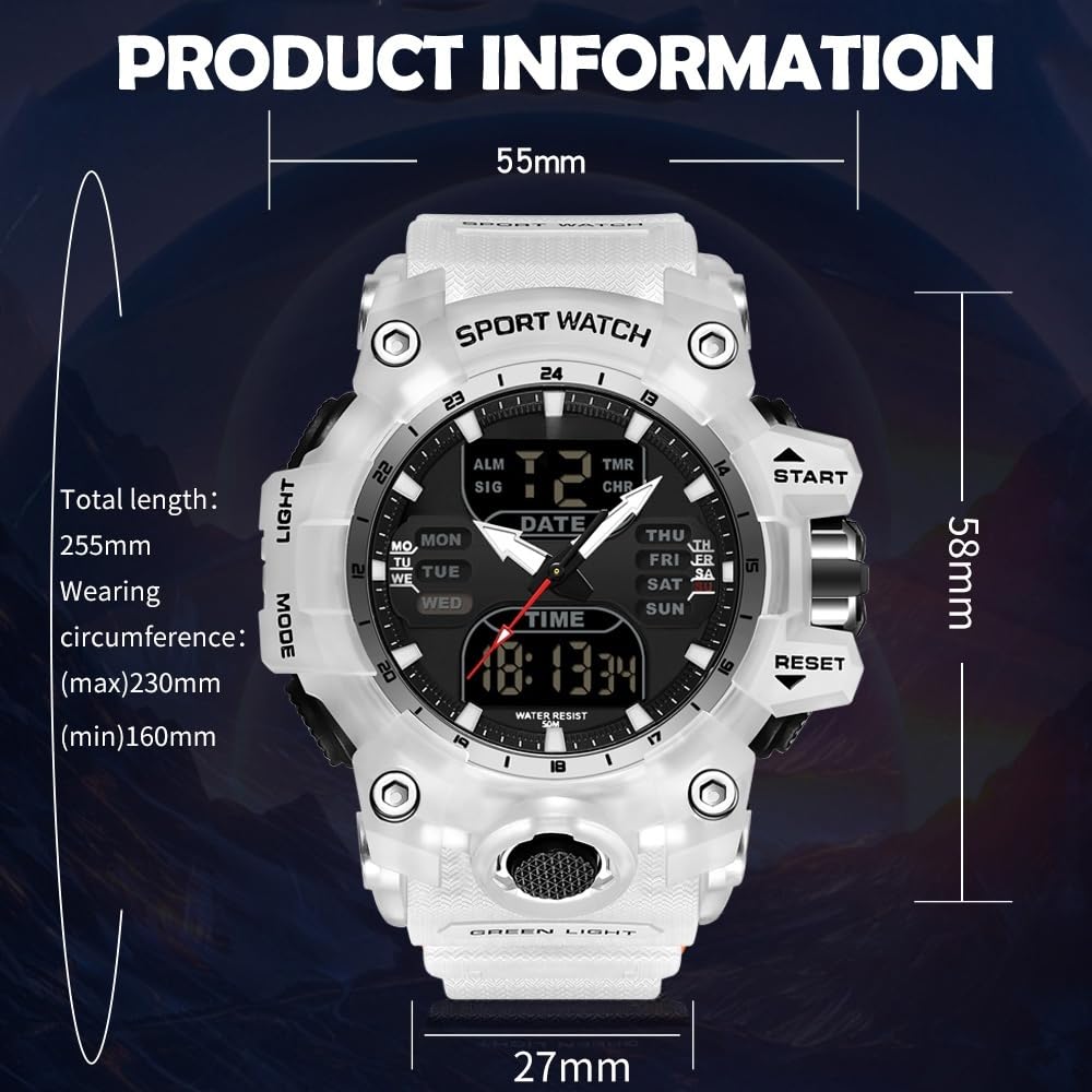 findtime Relojes para hombre digital transparente azul reloj de pulsera para hombres jóvenes diseño táctico militar único con temporizador LED pulsera de silicona