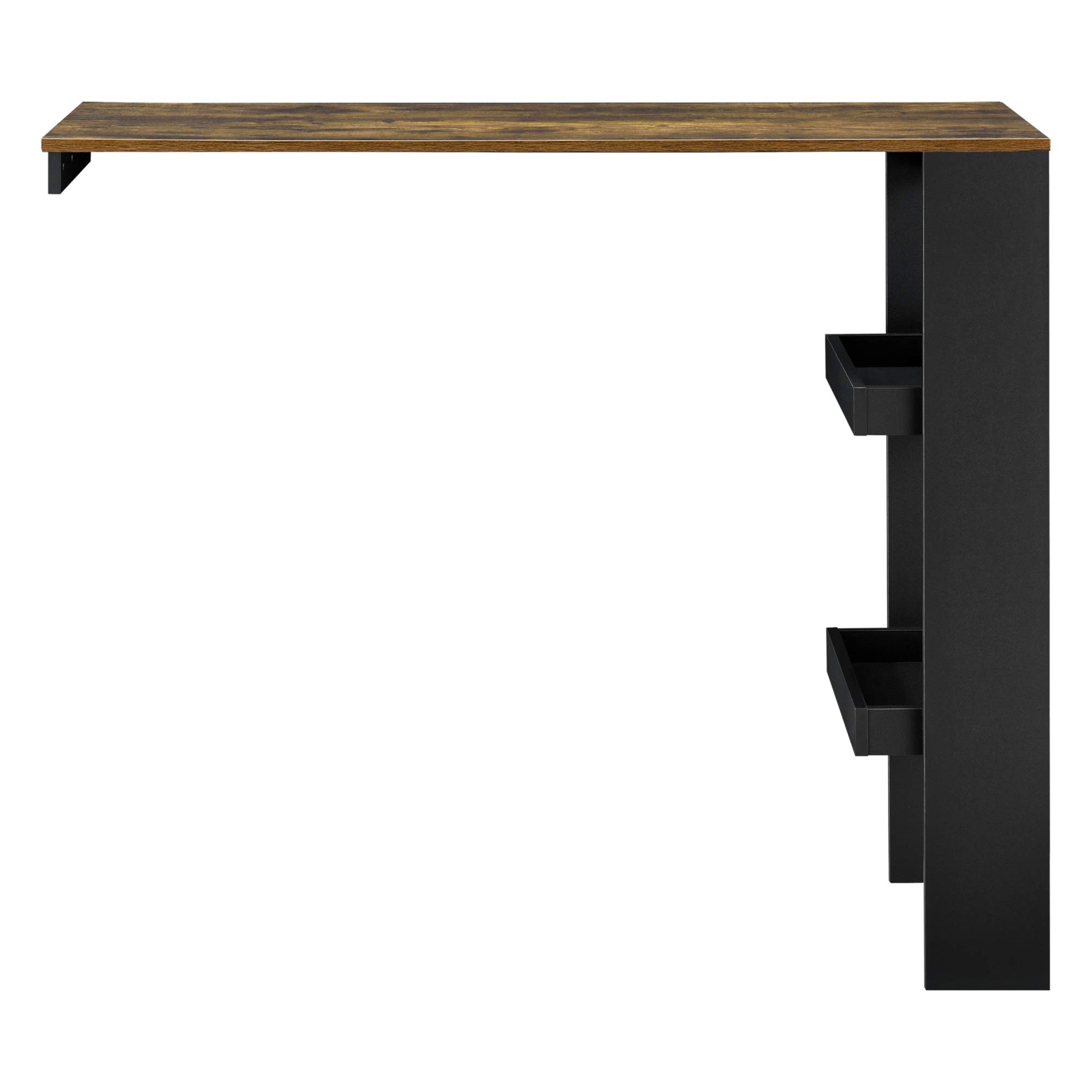 [en.casa] Tavolo Alto da Bar con 2 Ripiani Laterali Bancone a Parete da Cucina Penisola con 2 Vani Scomparti Aperti Tavolo da Muro 120 x 45 x 106 cm - Effetto Rovere Scuro/Nero