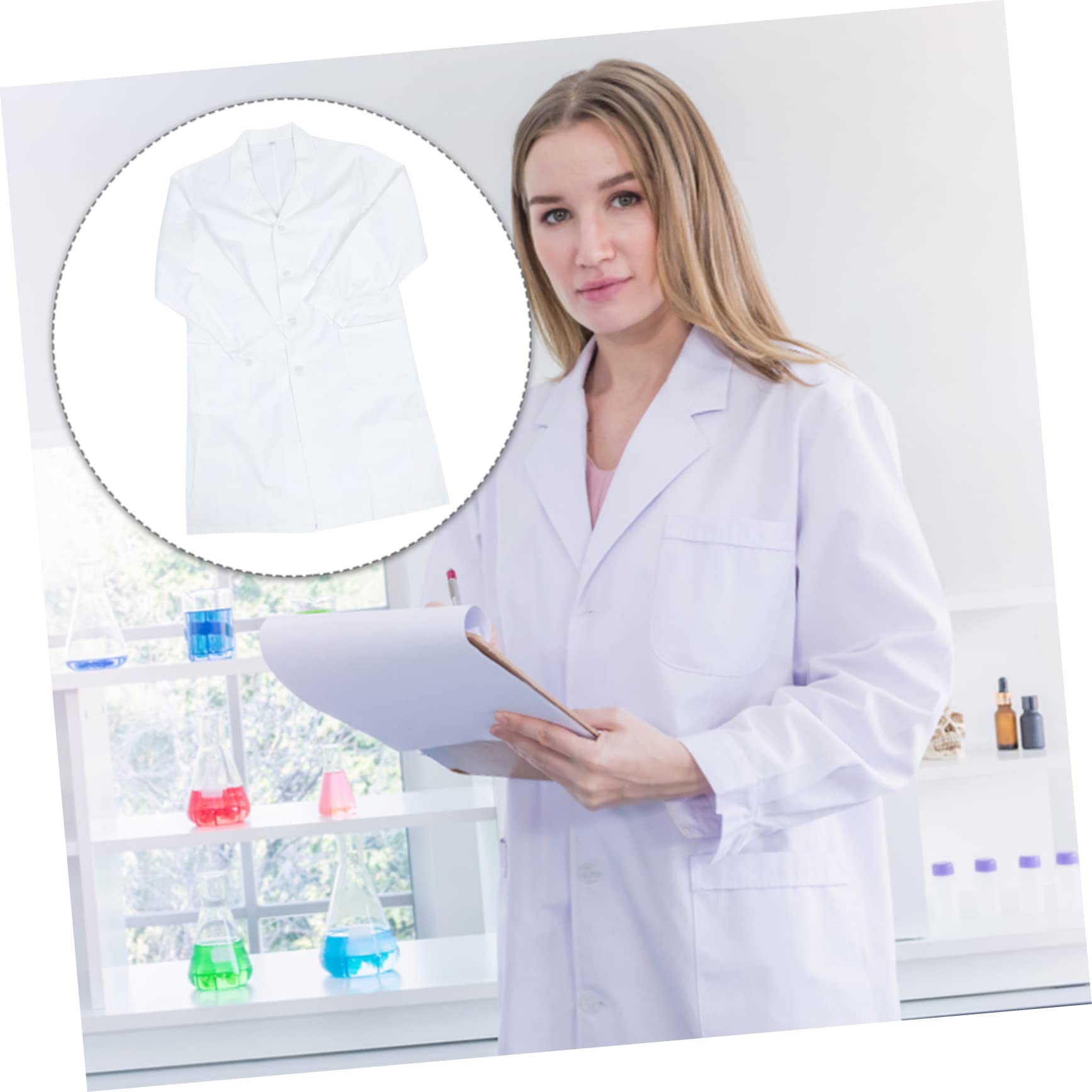 Cabilock Bata de Médico de Manga Larga para Laboratorio Bata Médica de Algodón para Uso Profesional para Médicos Entorno Sanitario