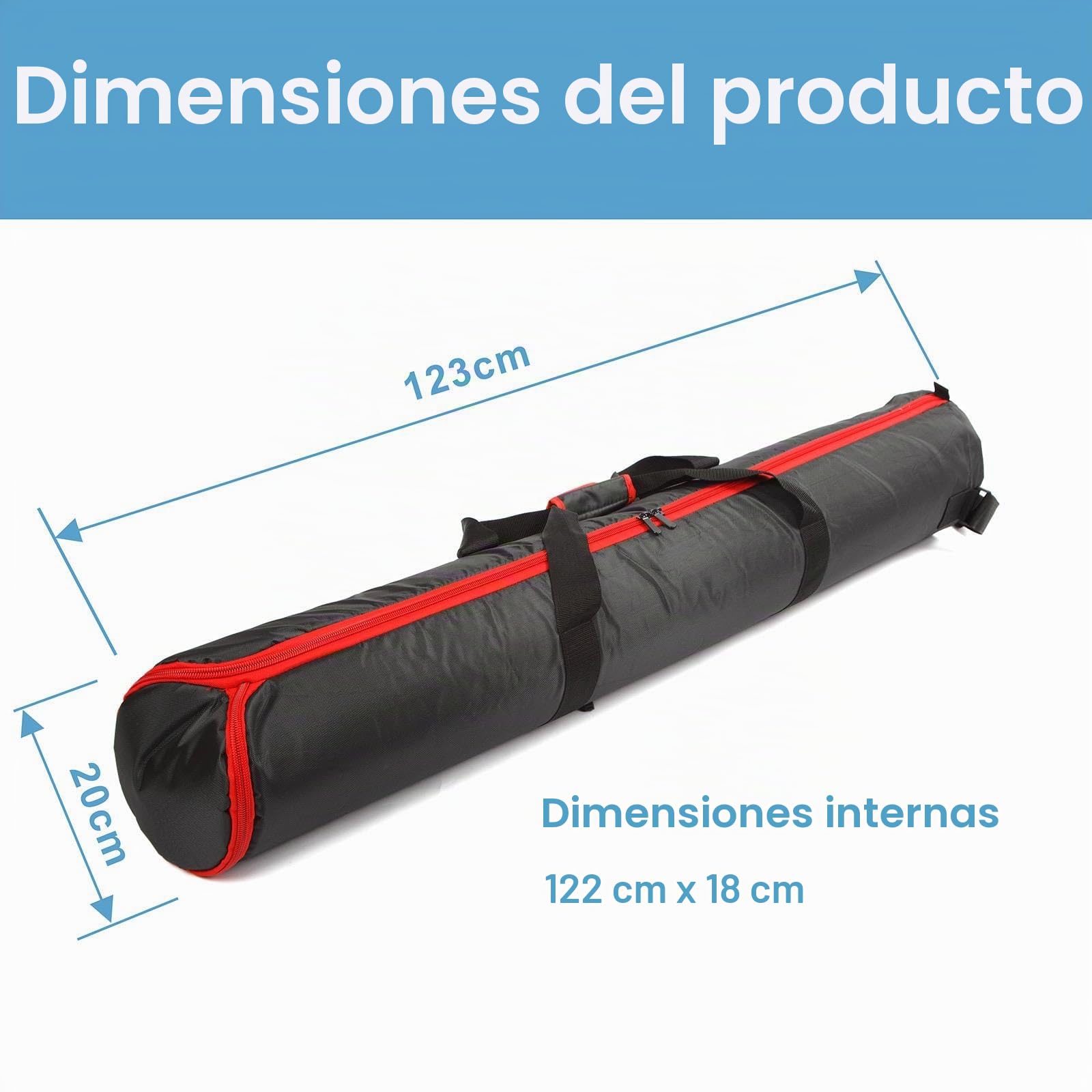 Estuche de Transporte de trípode, Bolsa Resistente Agua con manijas y 3 Compartimentos, Bolsa de Almacenamiento Acolchada para trípode, Soporte de luz, monópodo, telescopio, 123x20cm