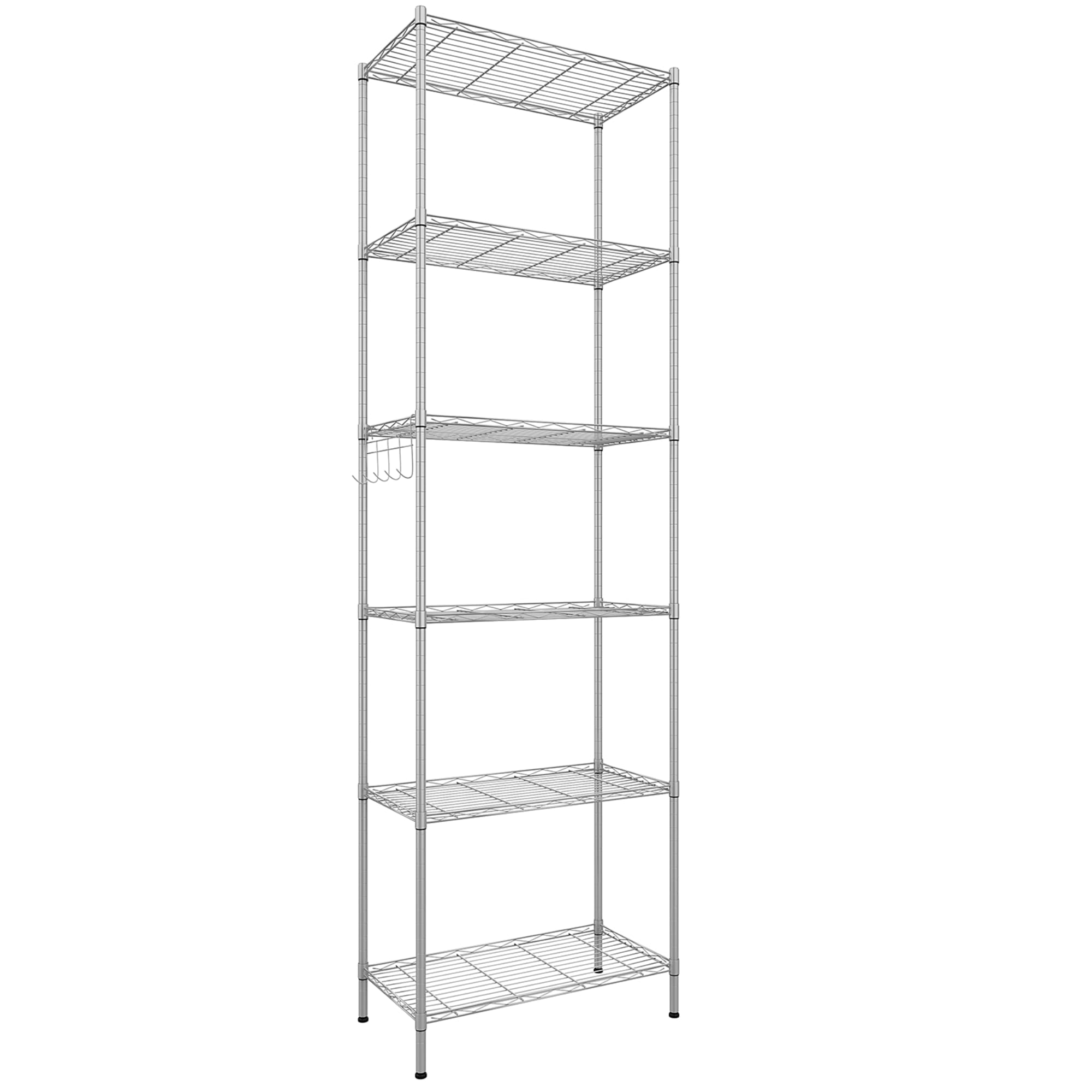 Himimi Estantería de Alambre de 6 Niveles, Estante Independiente, estantes de Almacenamiento de Metal, Estante Organizador Resistente para Garaje, Cocina, baño, Plateado