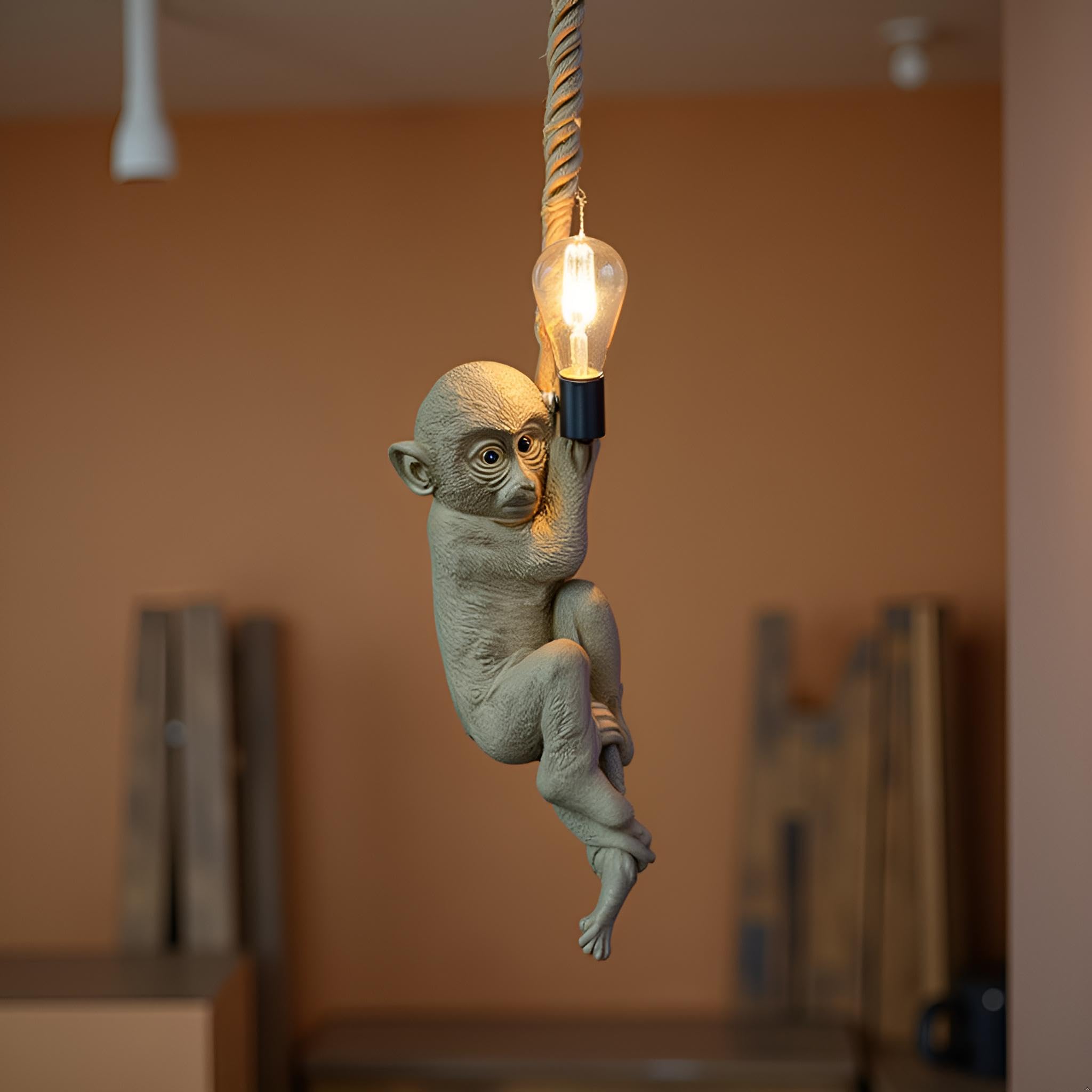 Lyse DecorMonkey Creative Design Hanging Light for Kids Room, Ceiling Pendent Light for Living Room (Golden with E27 Bulb)